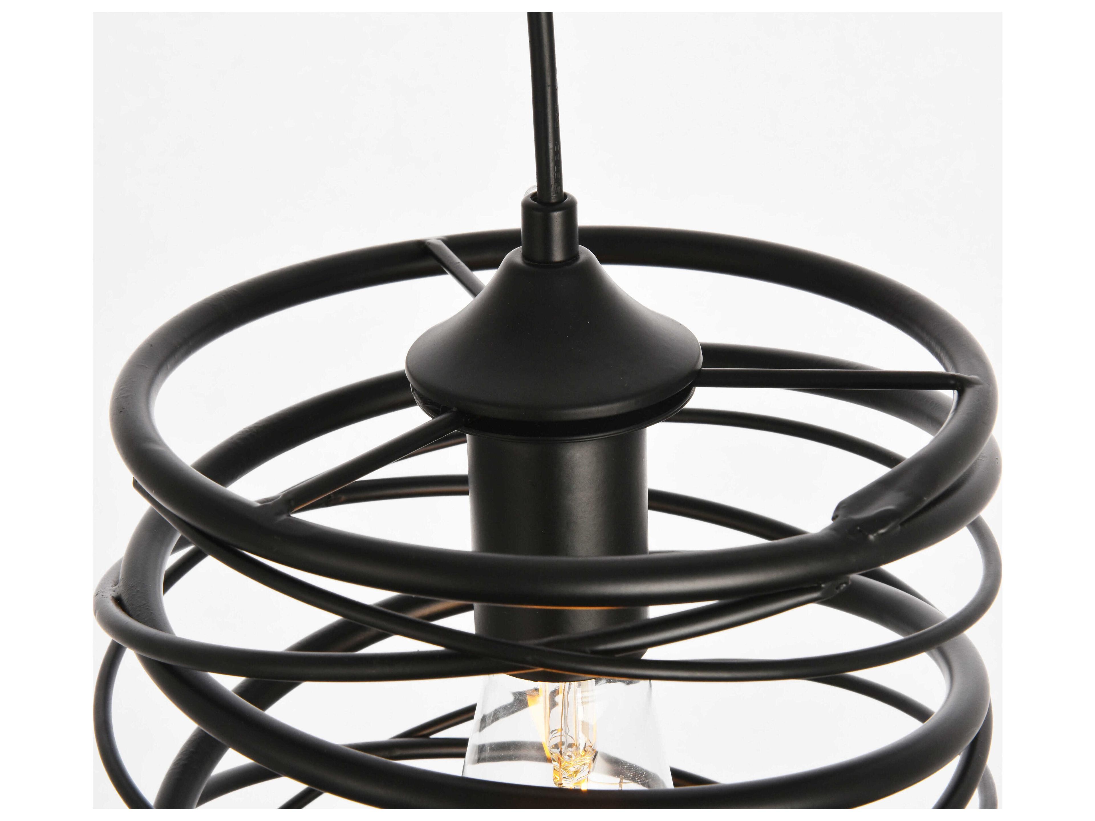 Elegant Lighting Hopper 1-Light Black Cylinder Mini Pendant