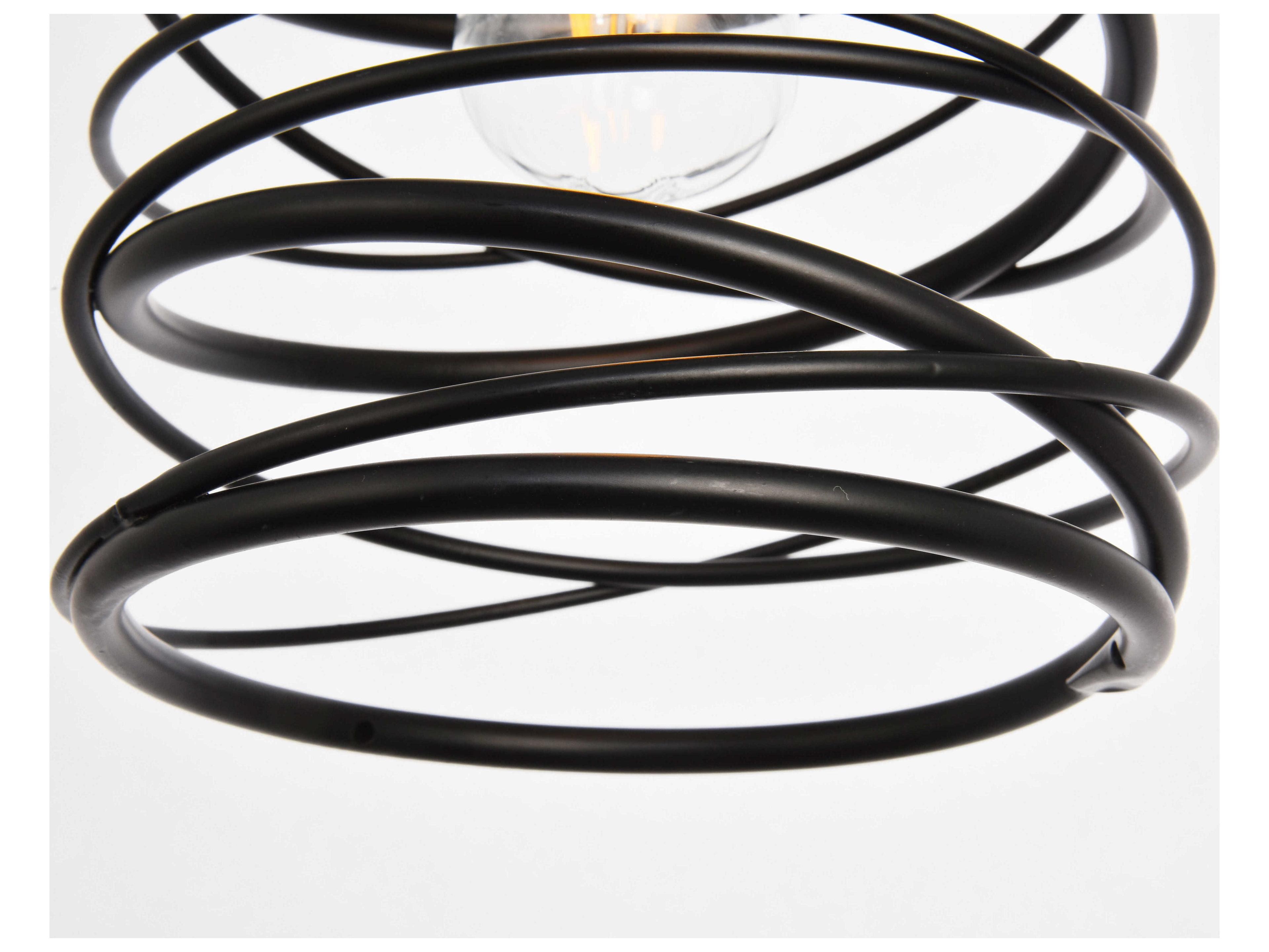 Elegant Lighting Hopper 1-Light Black Cylinder Mini Pendant