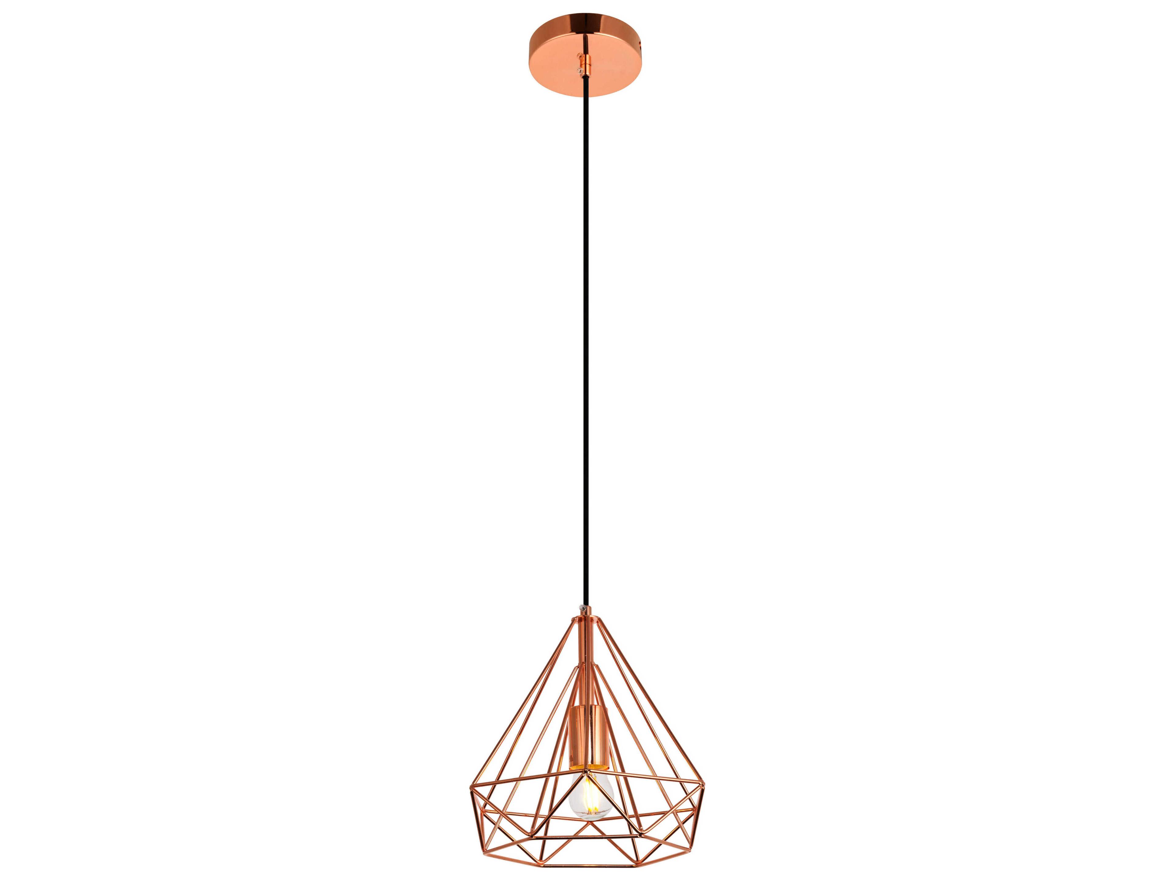 Elegant Lighting Jago 1-Light Copper Geometric Mini Pendant
