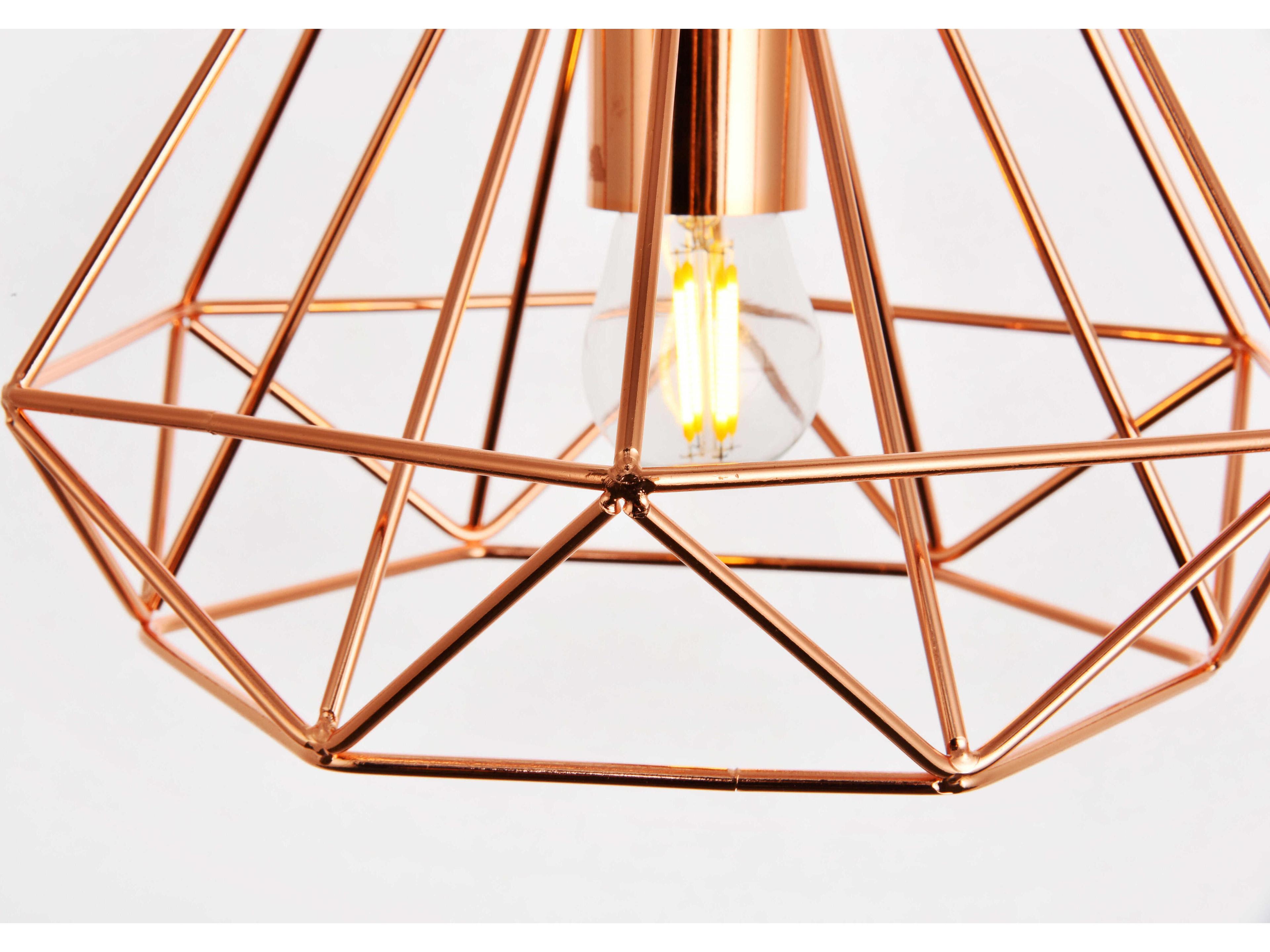 Elegant Lighting Jago 1-Light Copper Geometric Mini Pendant