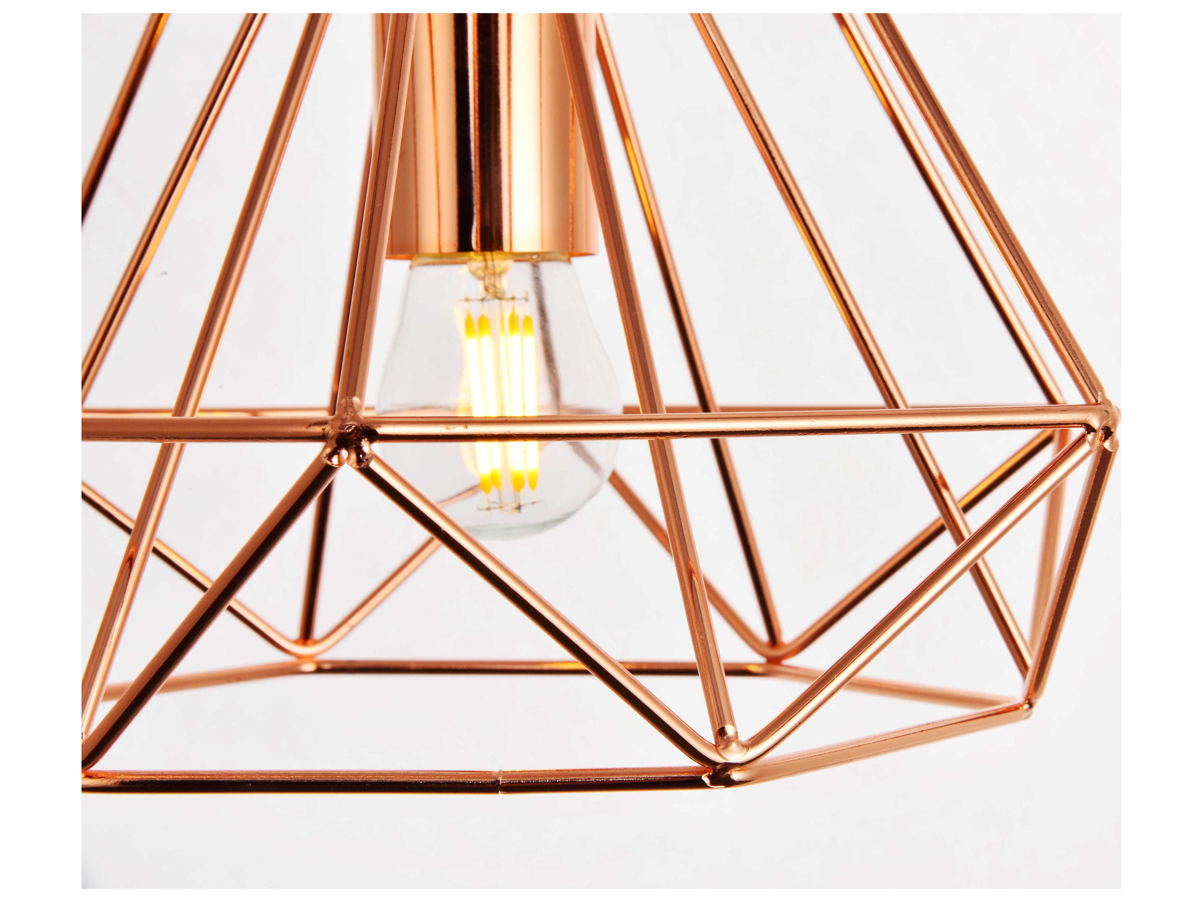Elegant Lighting Jago 1-Light Copper Geometric Mini Pendant