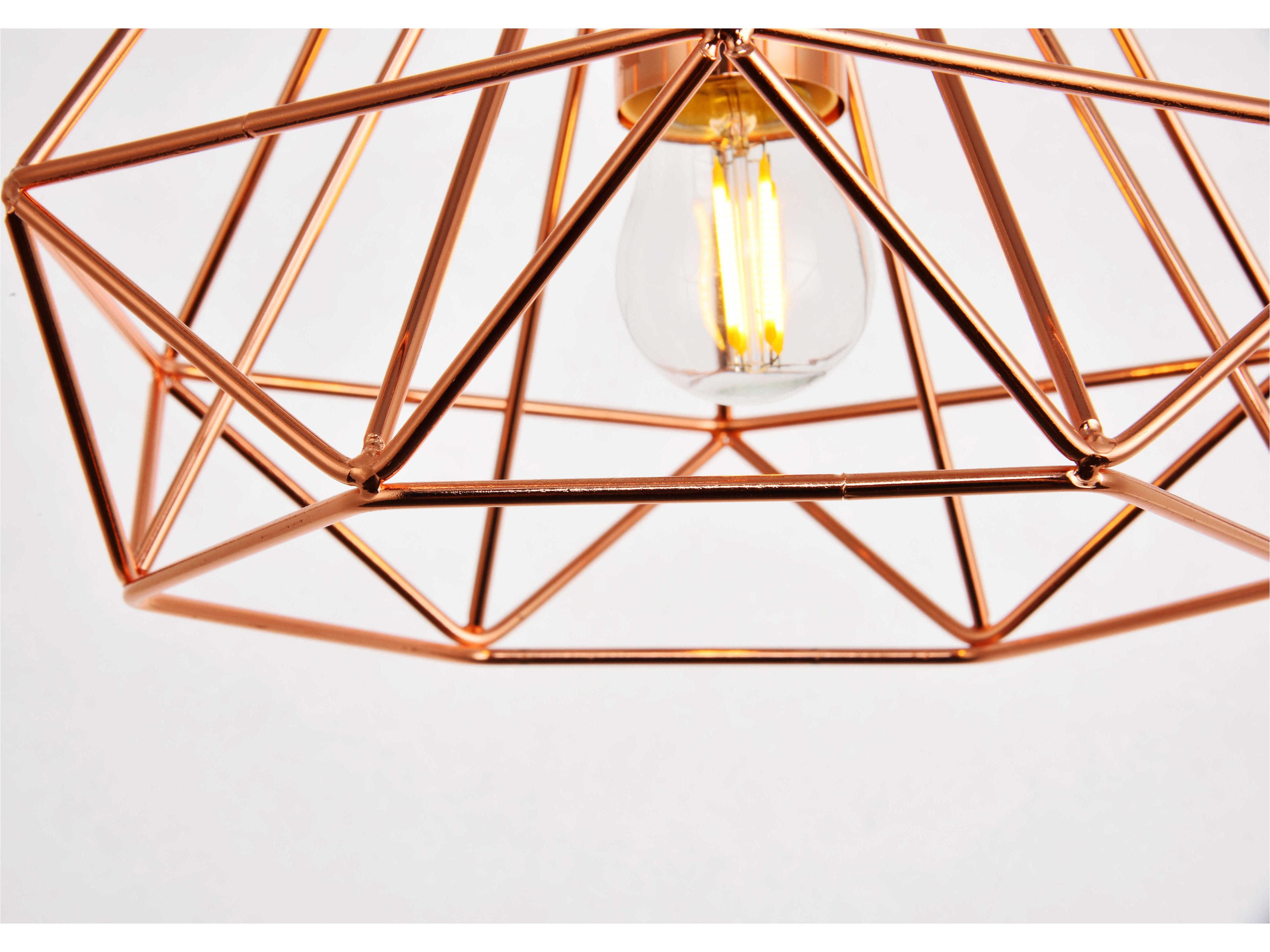 Elegant Lighting Jago 1-Light Copper Geometric Mini Pendant