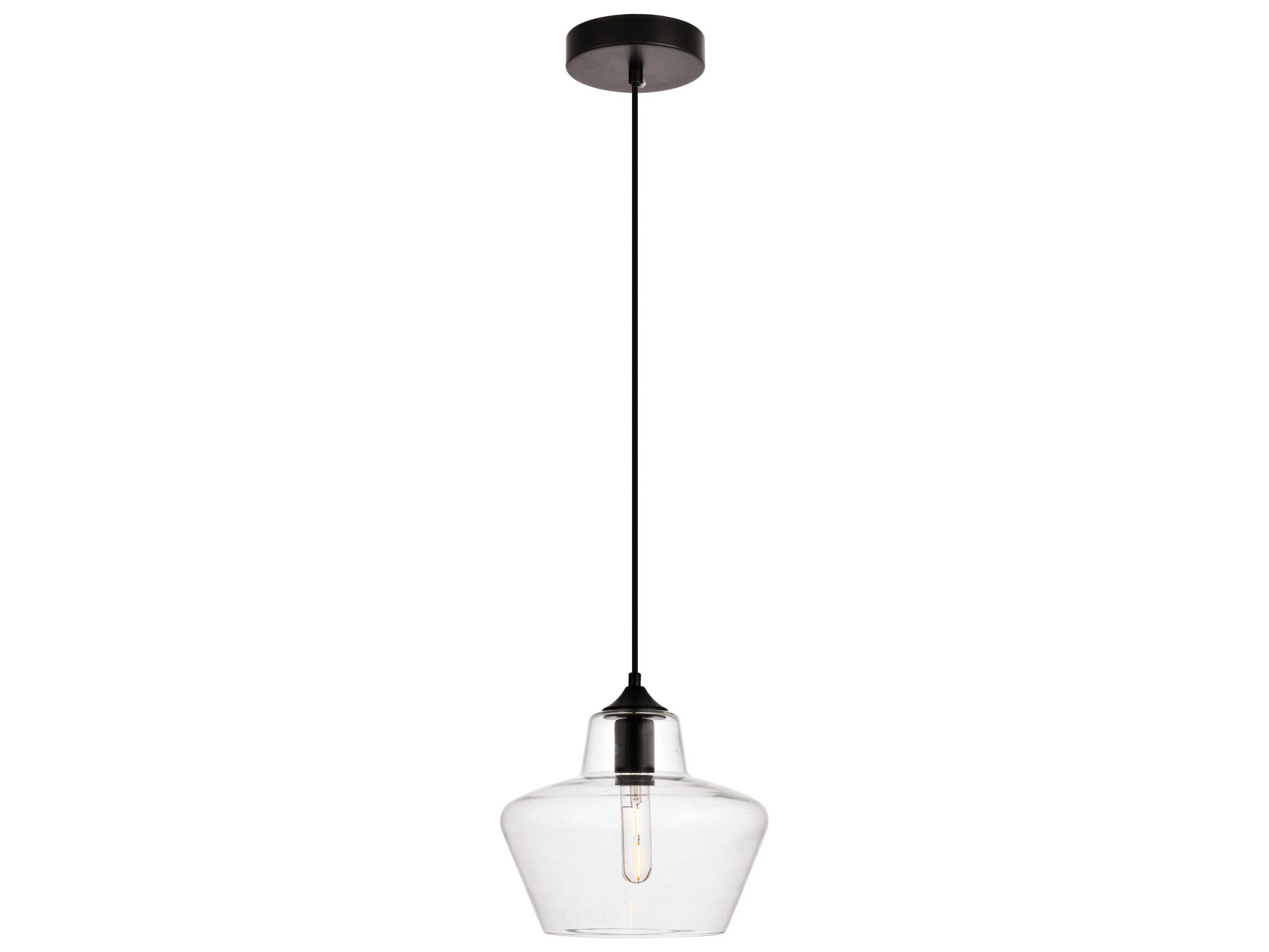 Placido 1-Light Black Glass Mini Pendant
