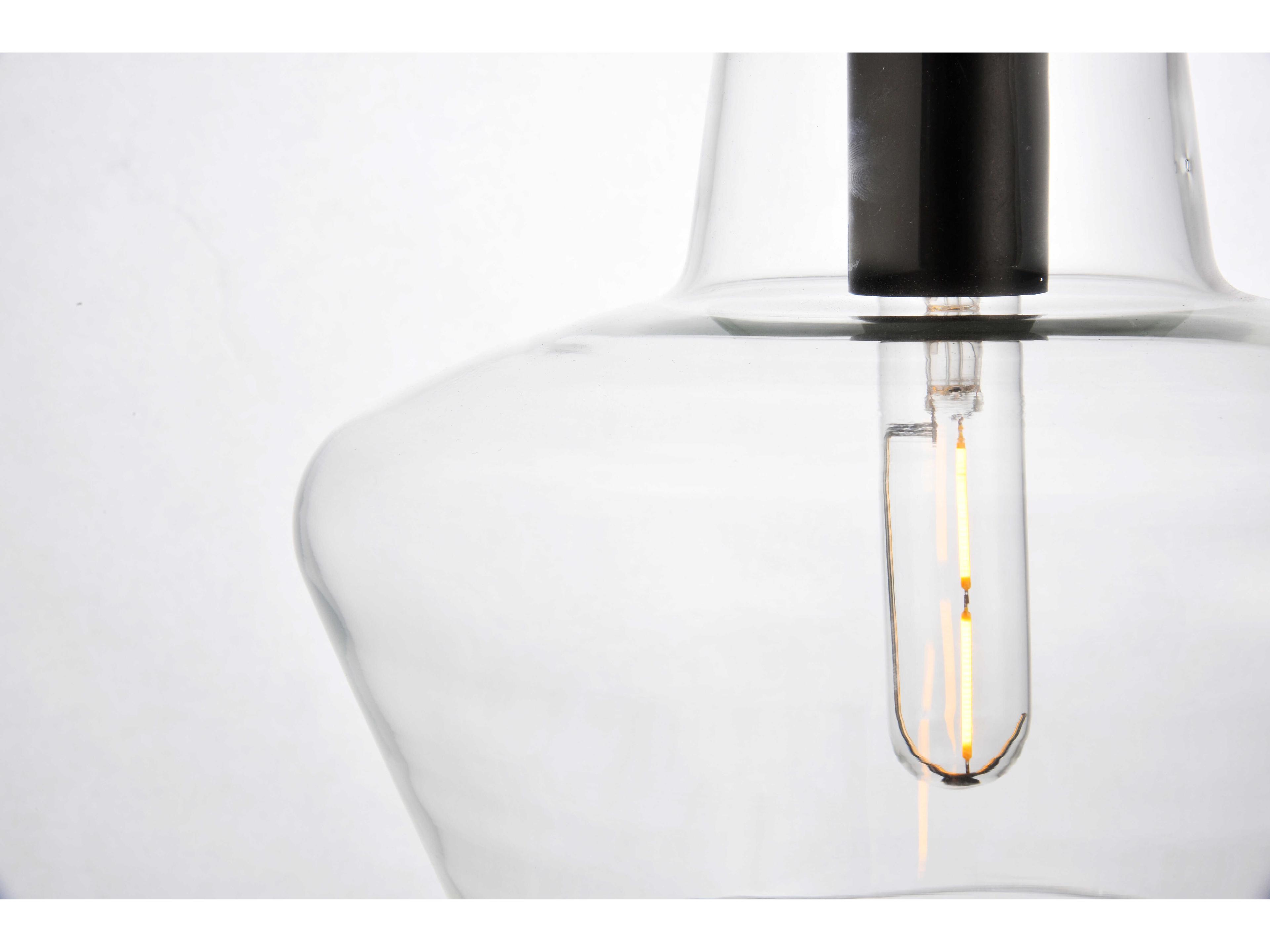 Elegant Lighting Placido 1-Light Black Glass Mini Pendant