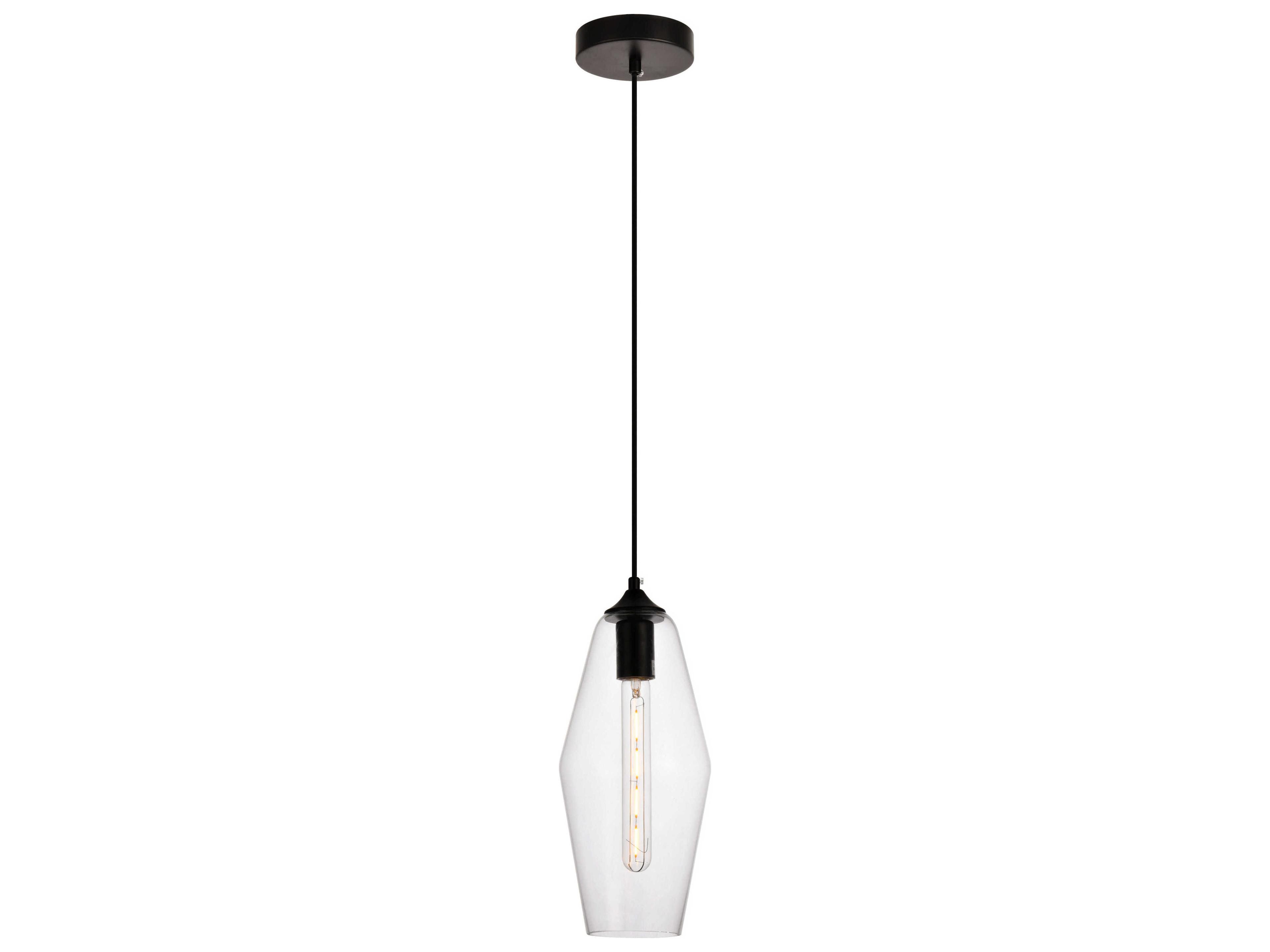 Placido 1-Light Black Glass Mini Pendant