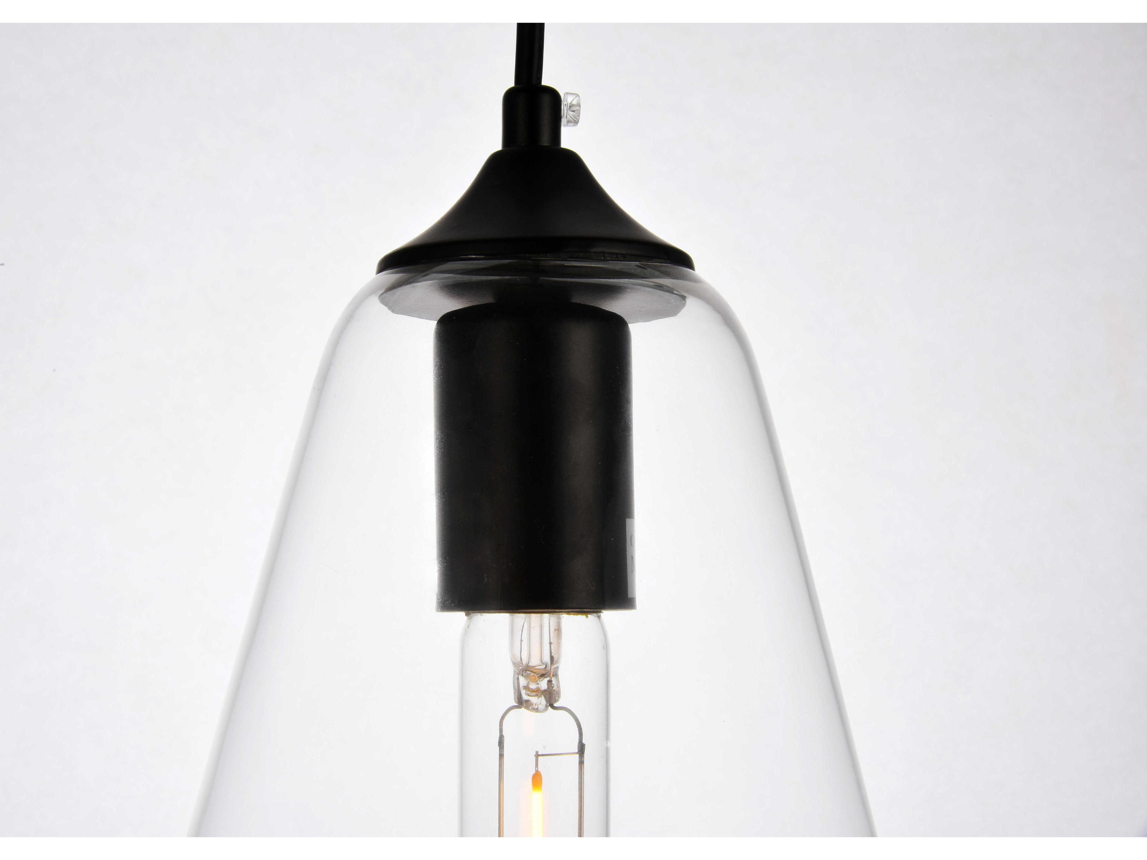 Elegant Lighting Placido 1-Light Black Glass Mini Pendant