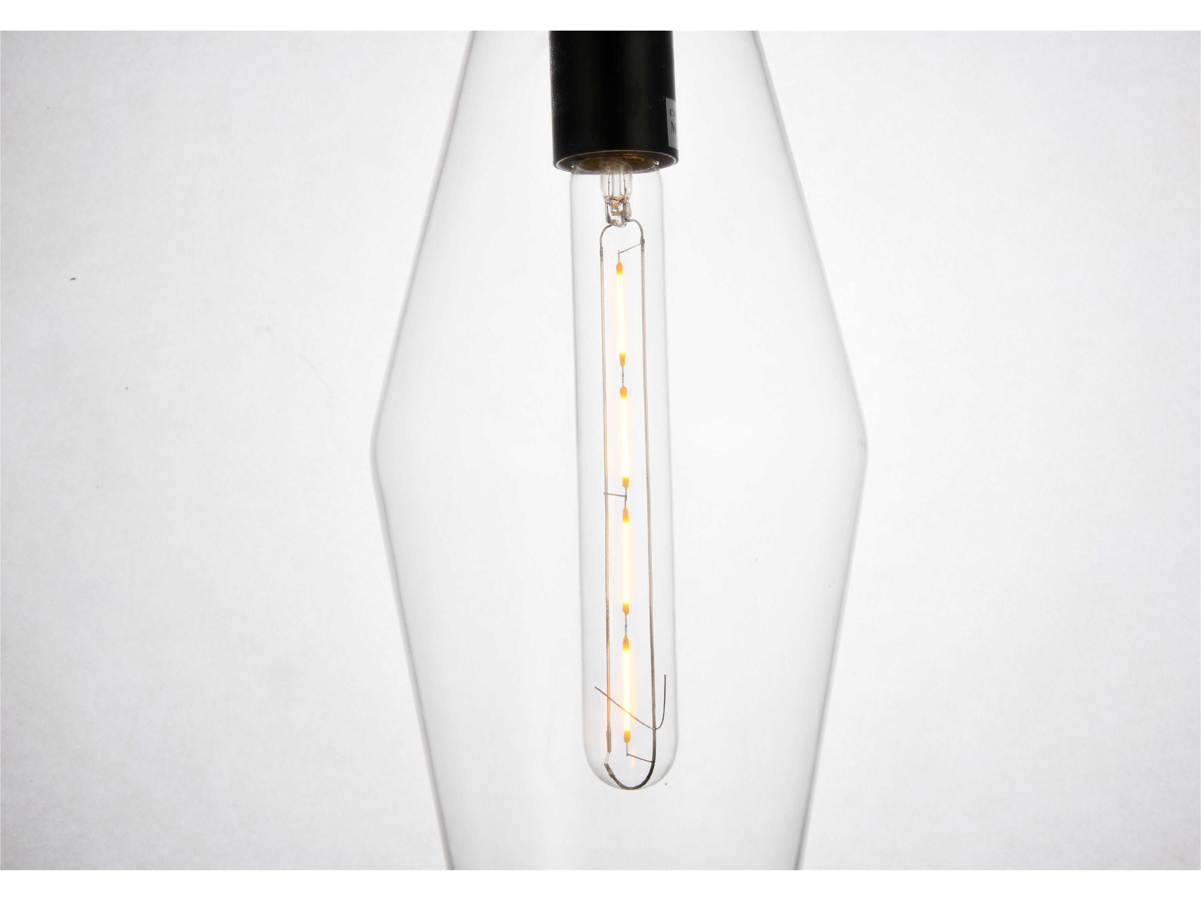 Elegant Lighting Placido 1-Light Black Glass Mini Pendant