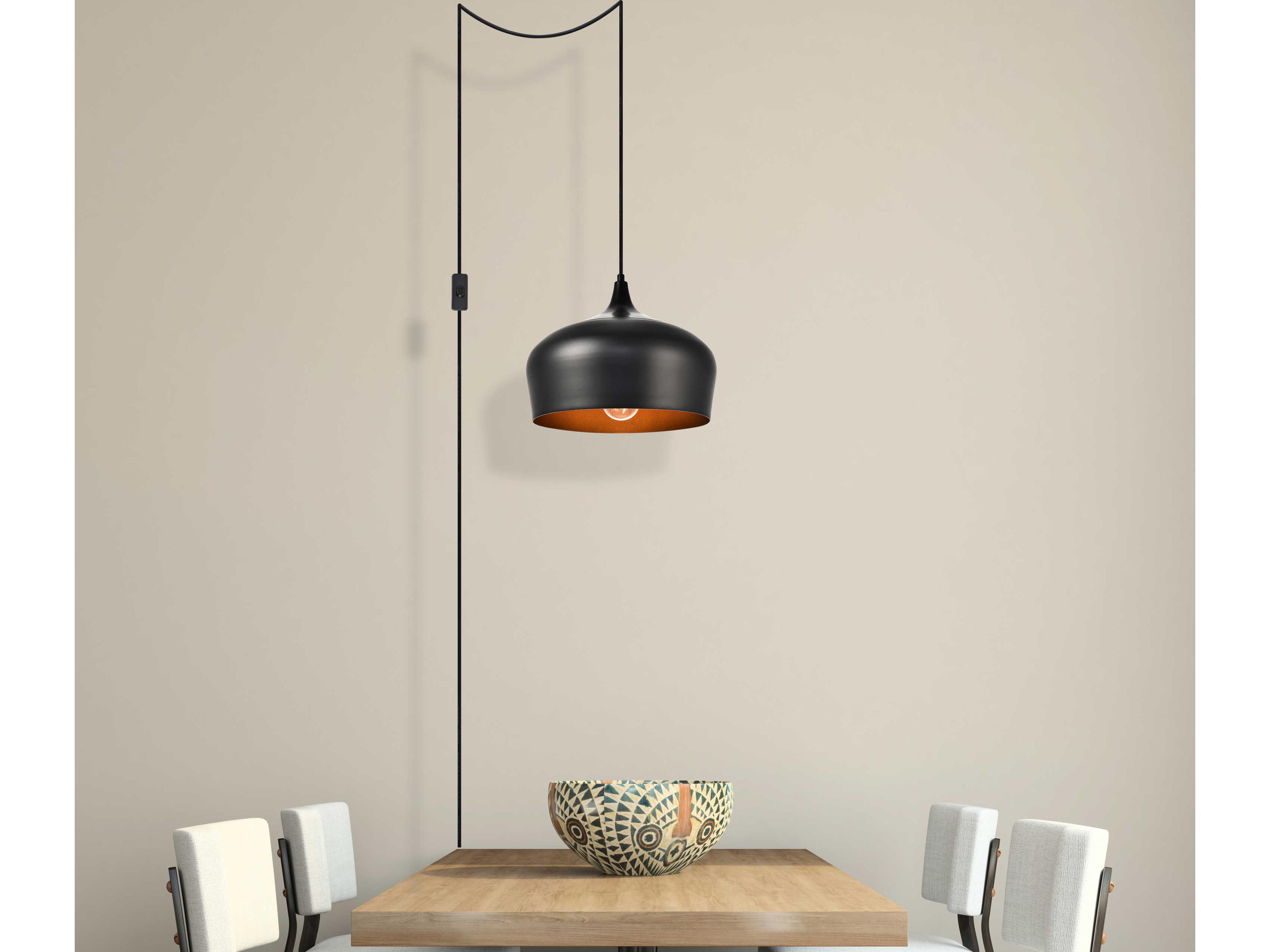 Elegant Lighting Nora 1-Light Black Bowl Pendant