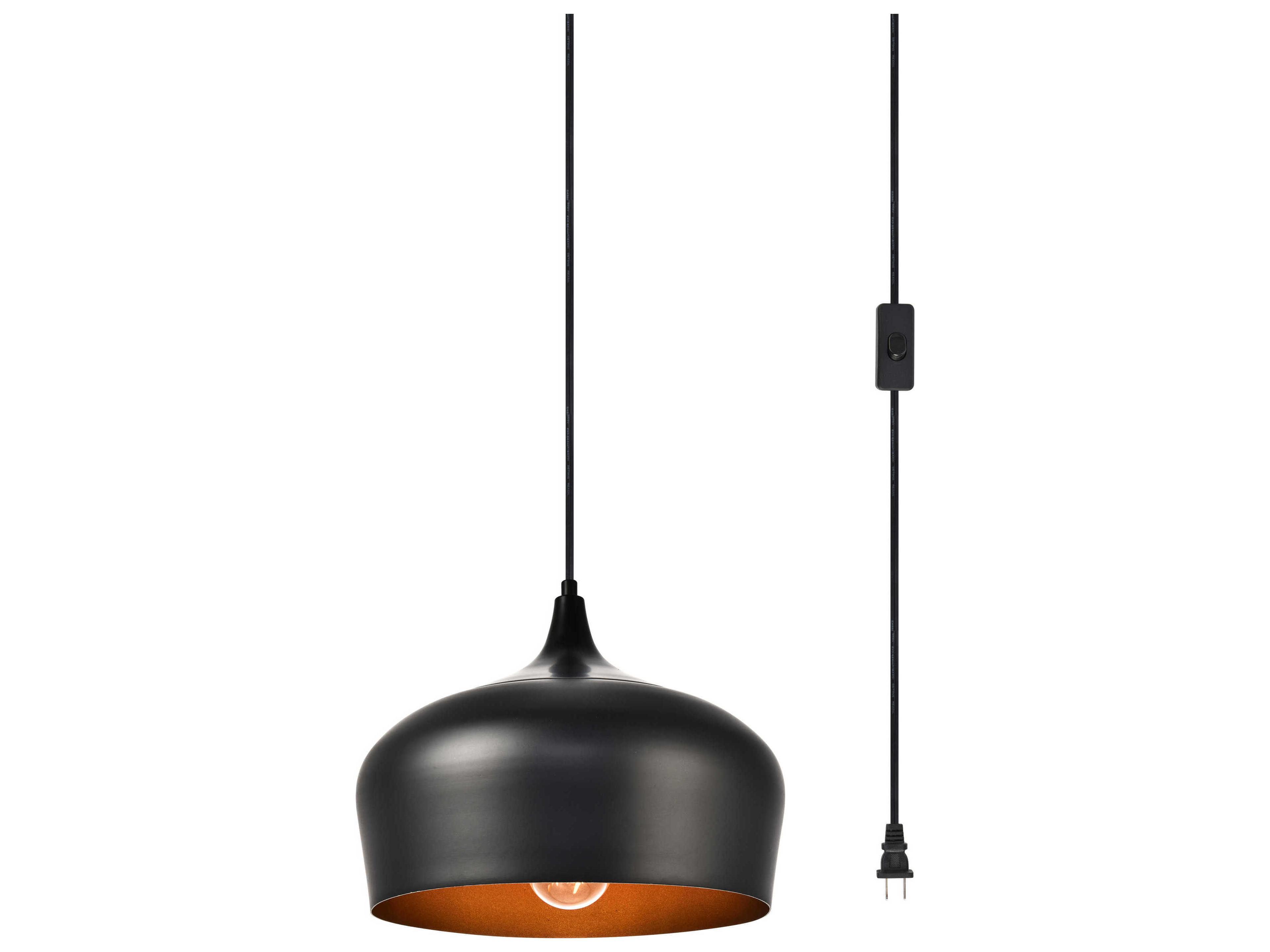 Elegant Lighting Nora 1-Light Black Bowl Pendant