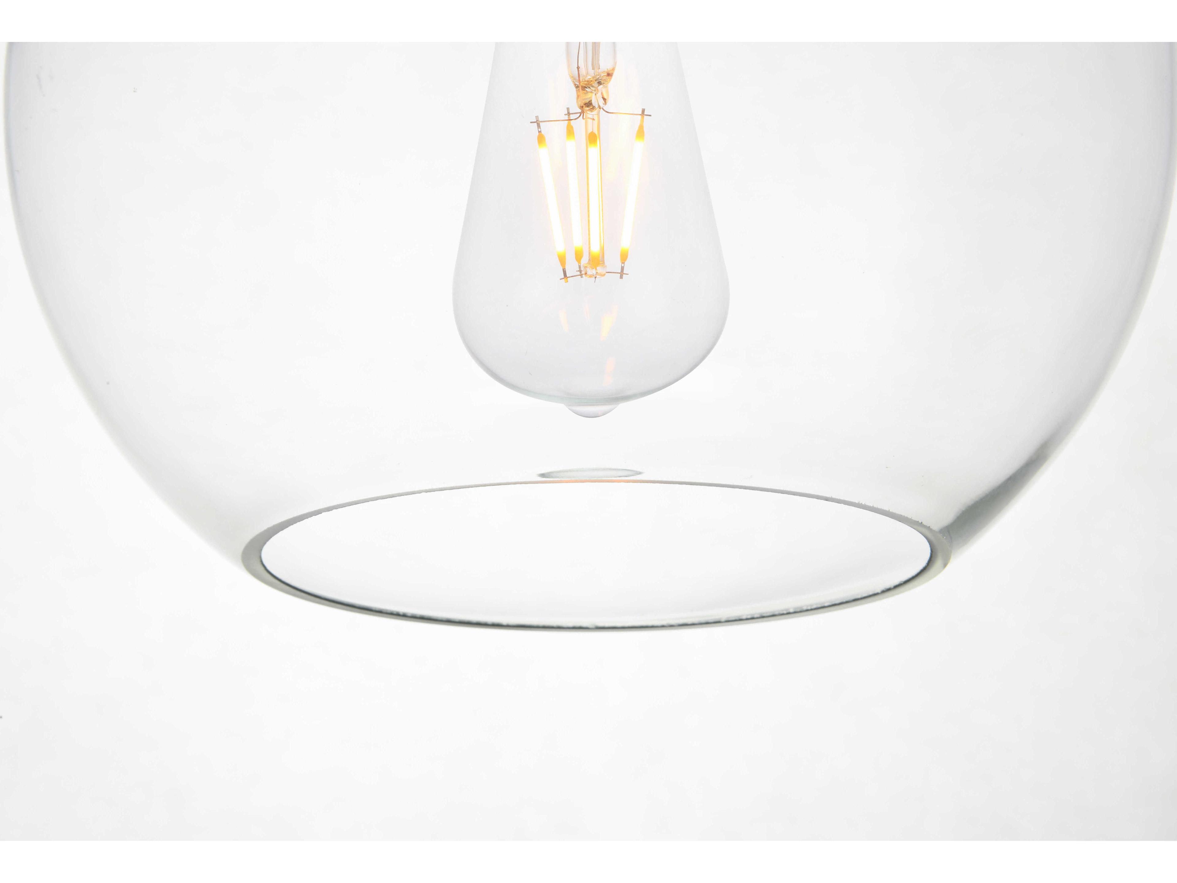 Elegant Lighting Baxter 1-Light Black Glass Globe Pendant