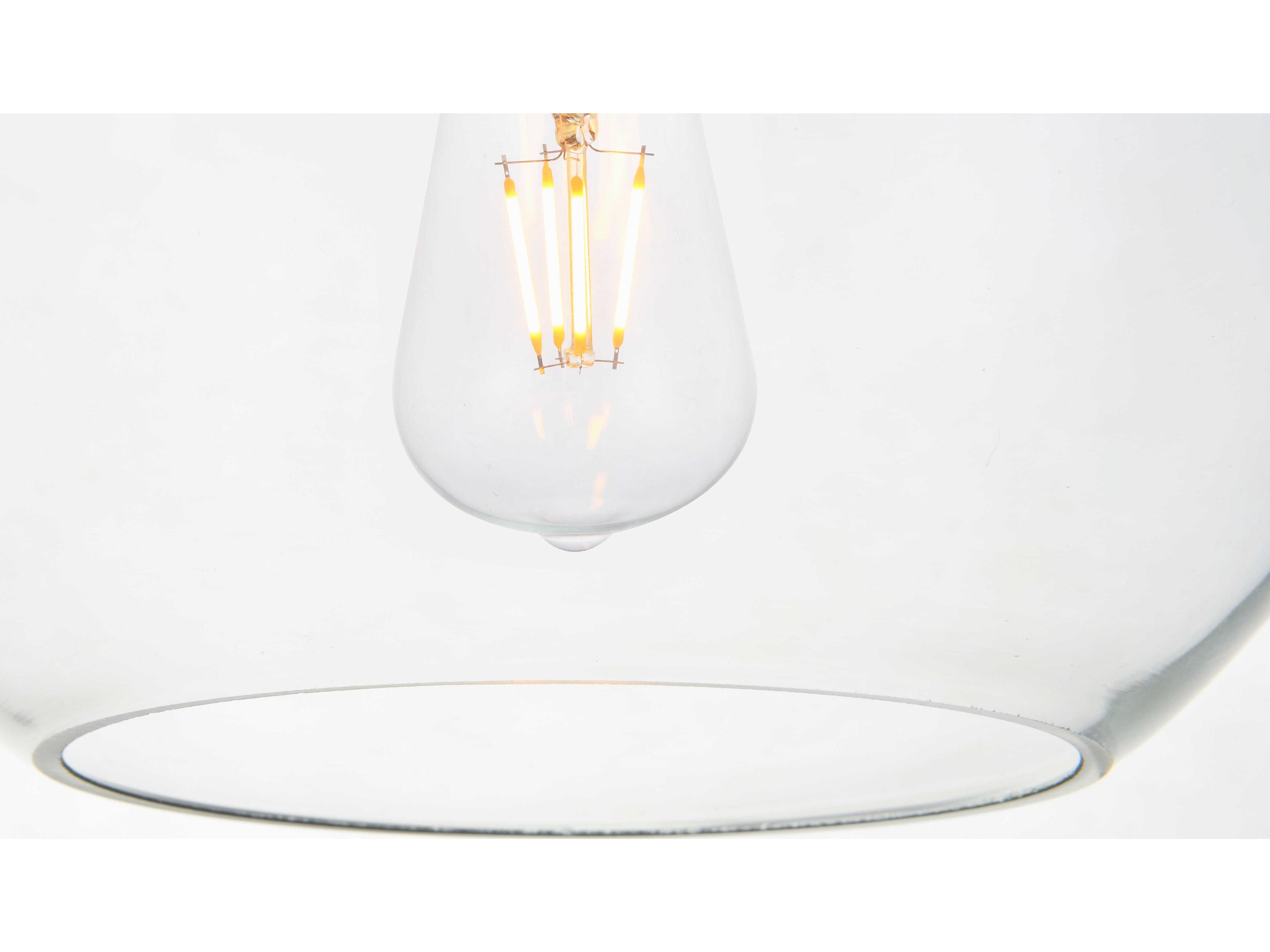 Elegant Lighting Baxter 1-Light Brass Clear Glass Globe Pendant