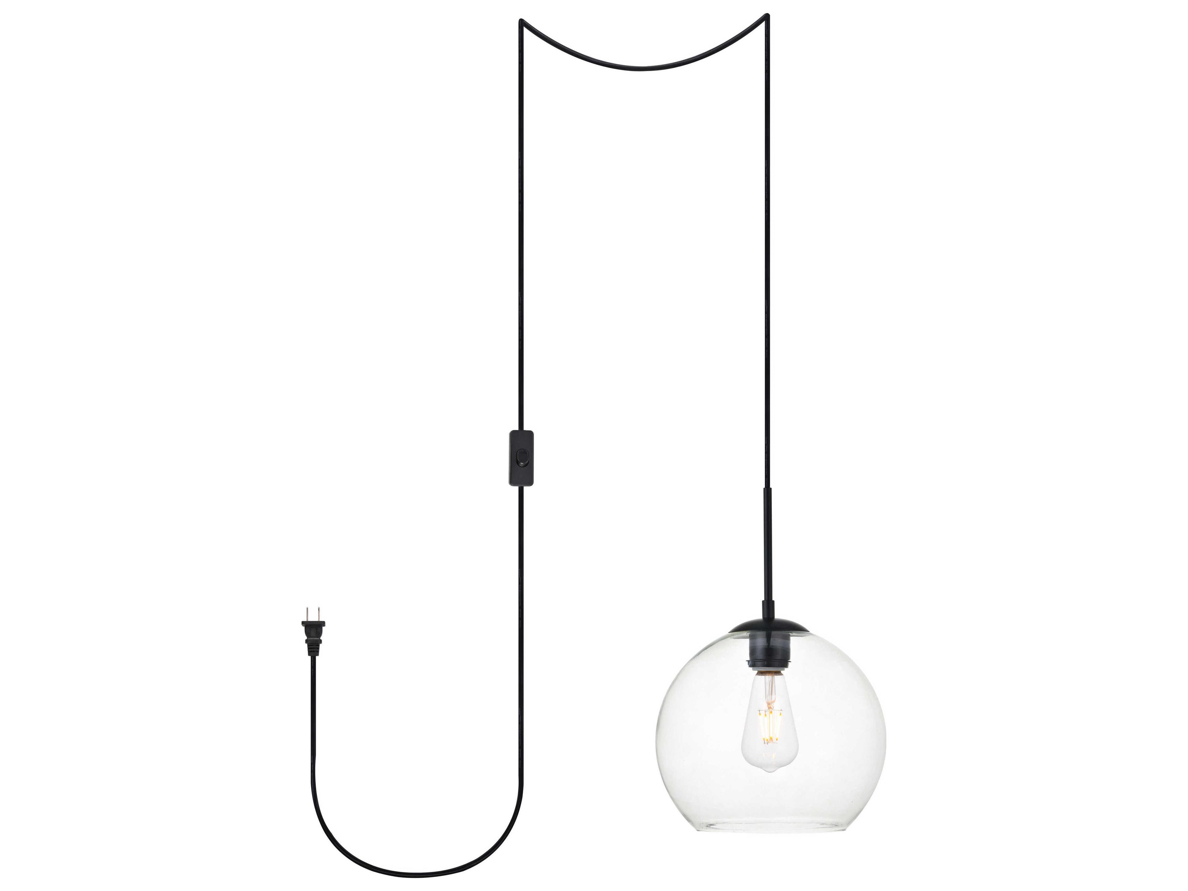 Baxter 1-Light Black Clear Glass Globe Pendant
