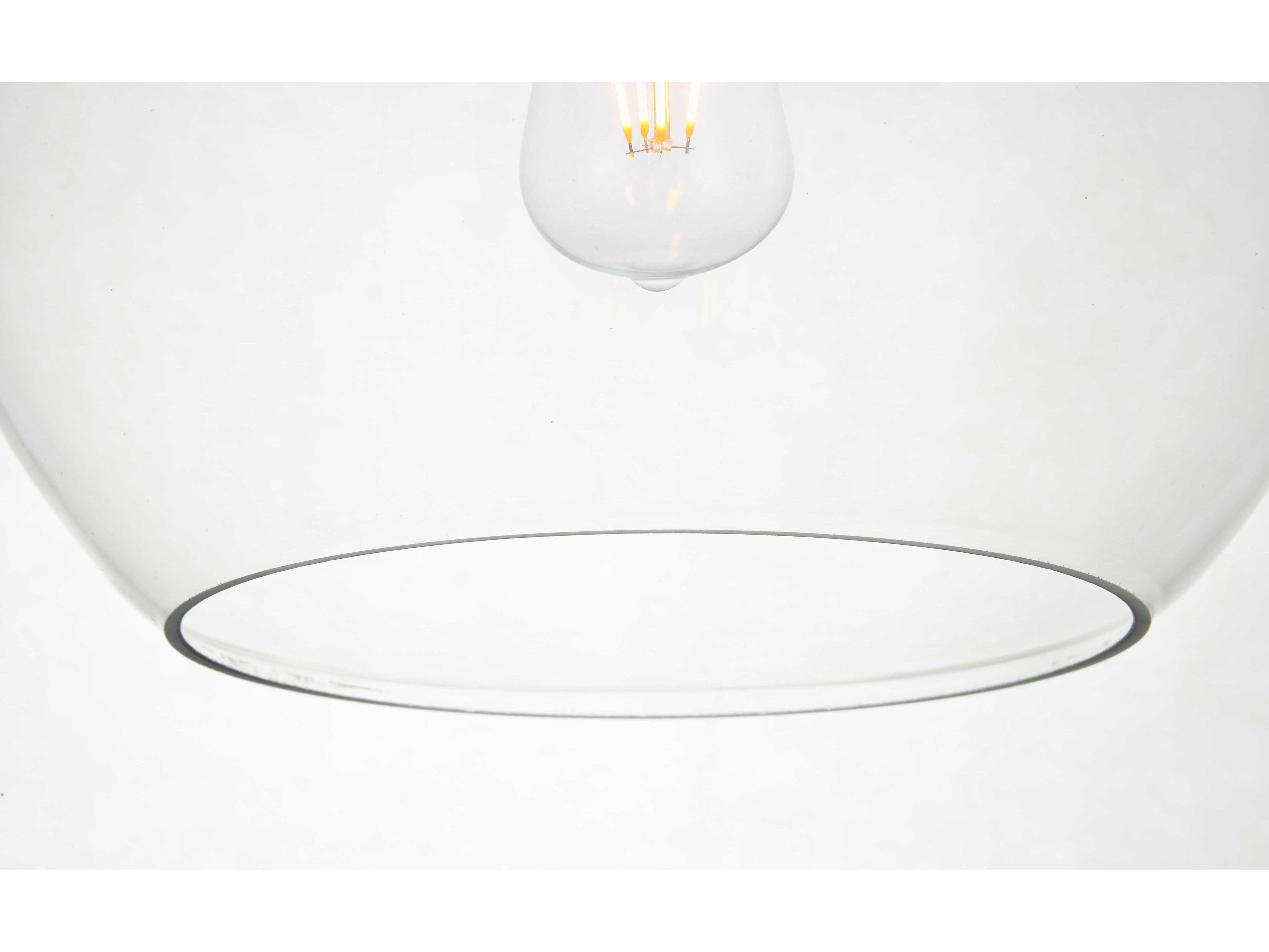 Elegant Lighting Baxter 1-Light Black Clear Glass Globe Pendant