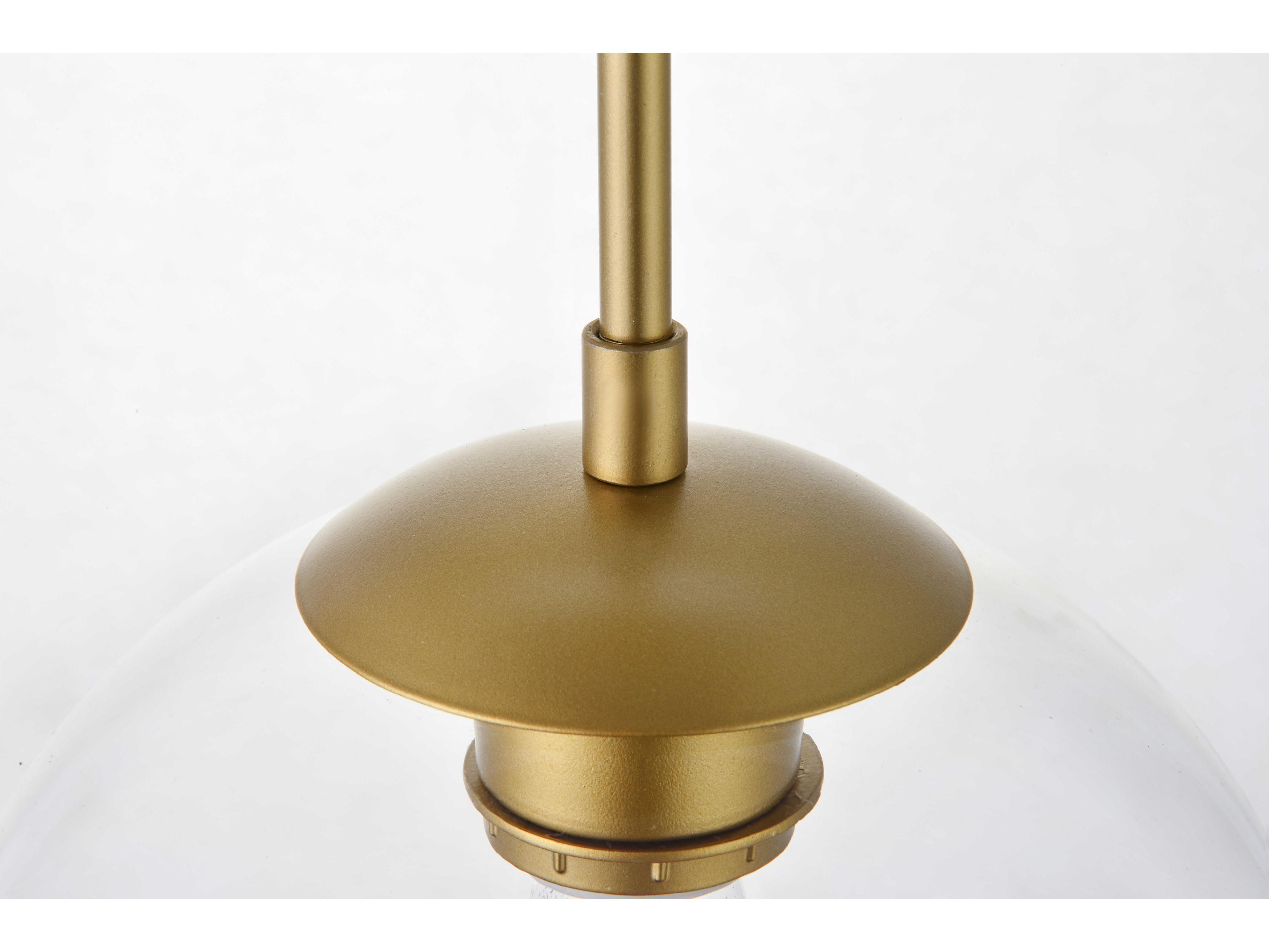 Elegant Lighting Baxter 1-Light Brass Clear Glass Globe Mini Pendant