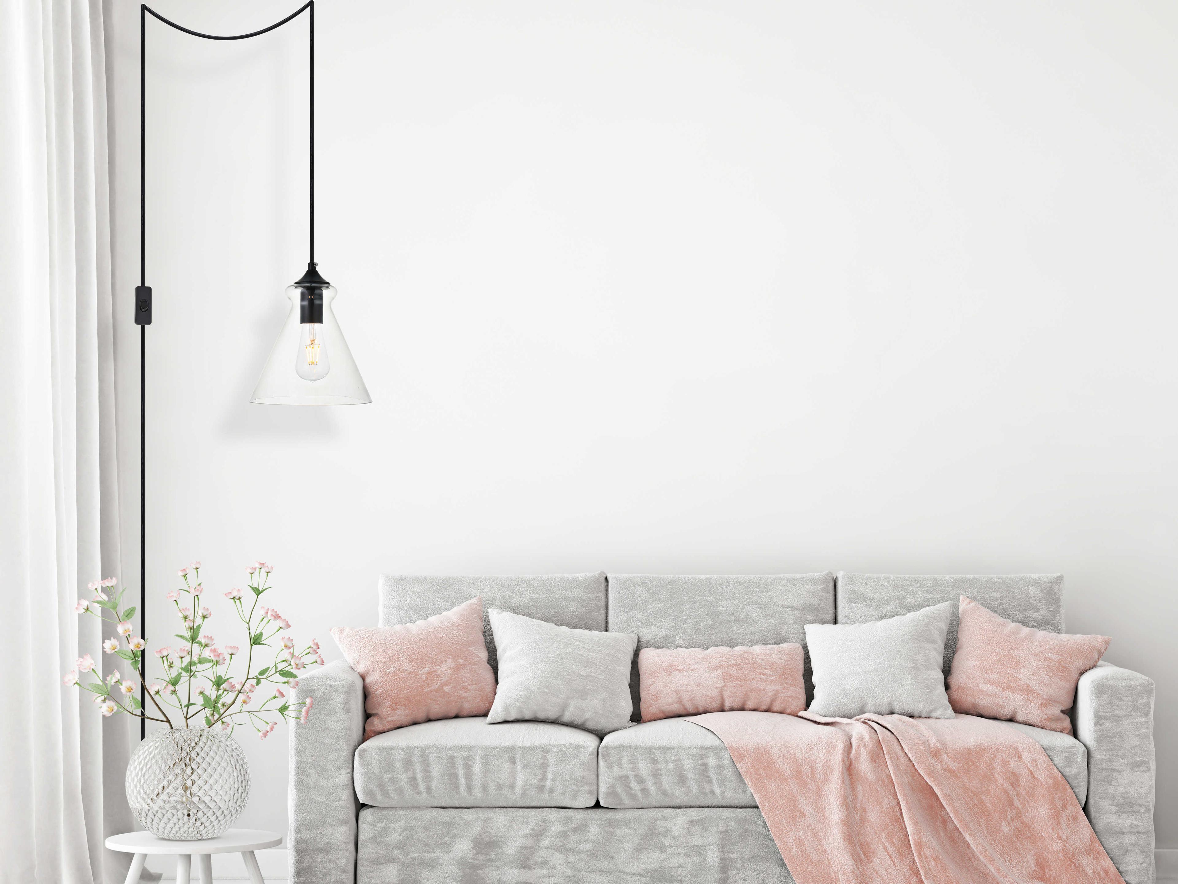 Elegant Lighting Destry 1-Light Black Glass Mini Pendant