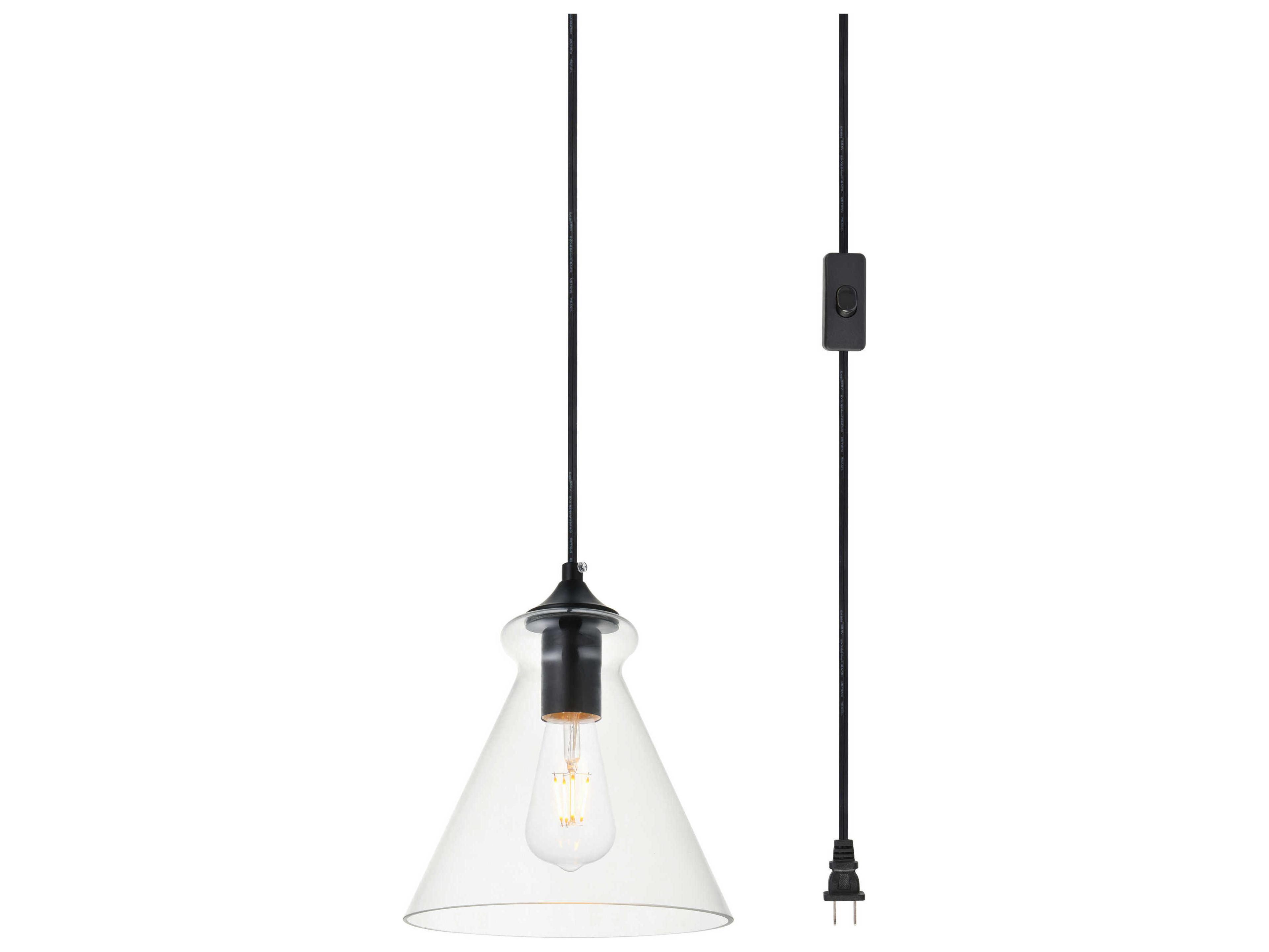 Elegant Lighting Destry 1-Light Black Glass Mini Pendant