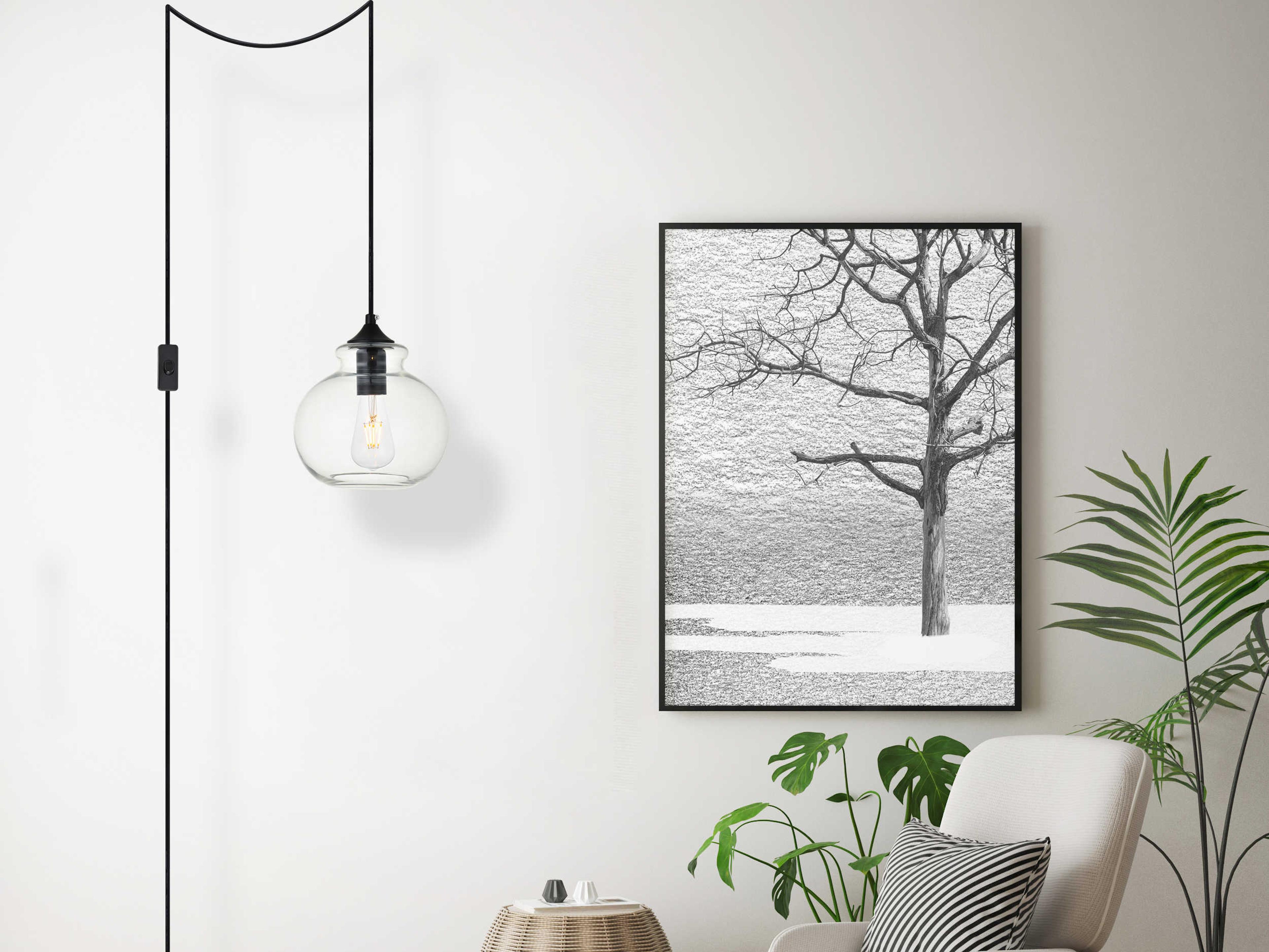 Elegant Lighting Destry 1-Light Black Glass Globe Mini Pendant