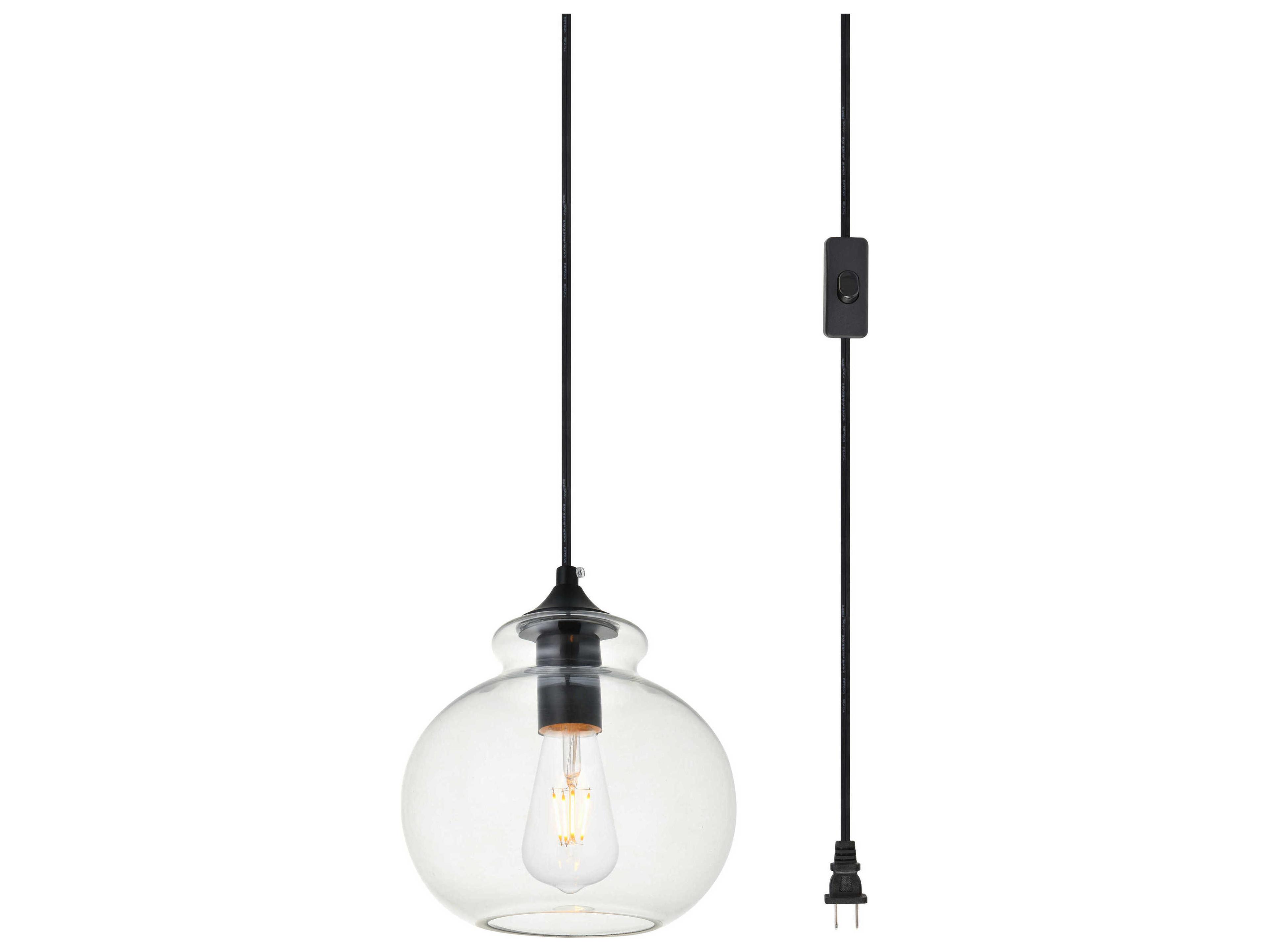 Elegant Lighting Destry 1-Light Black Glass Globe Mini Pendant