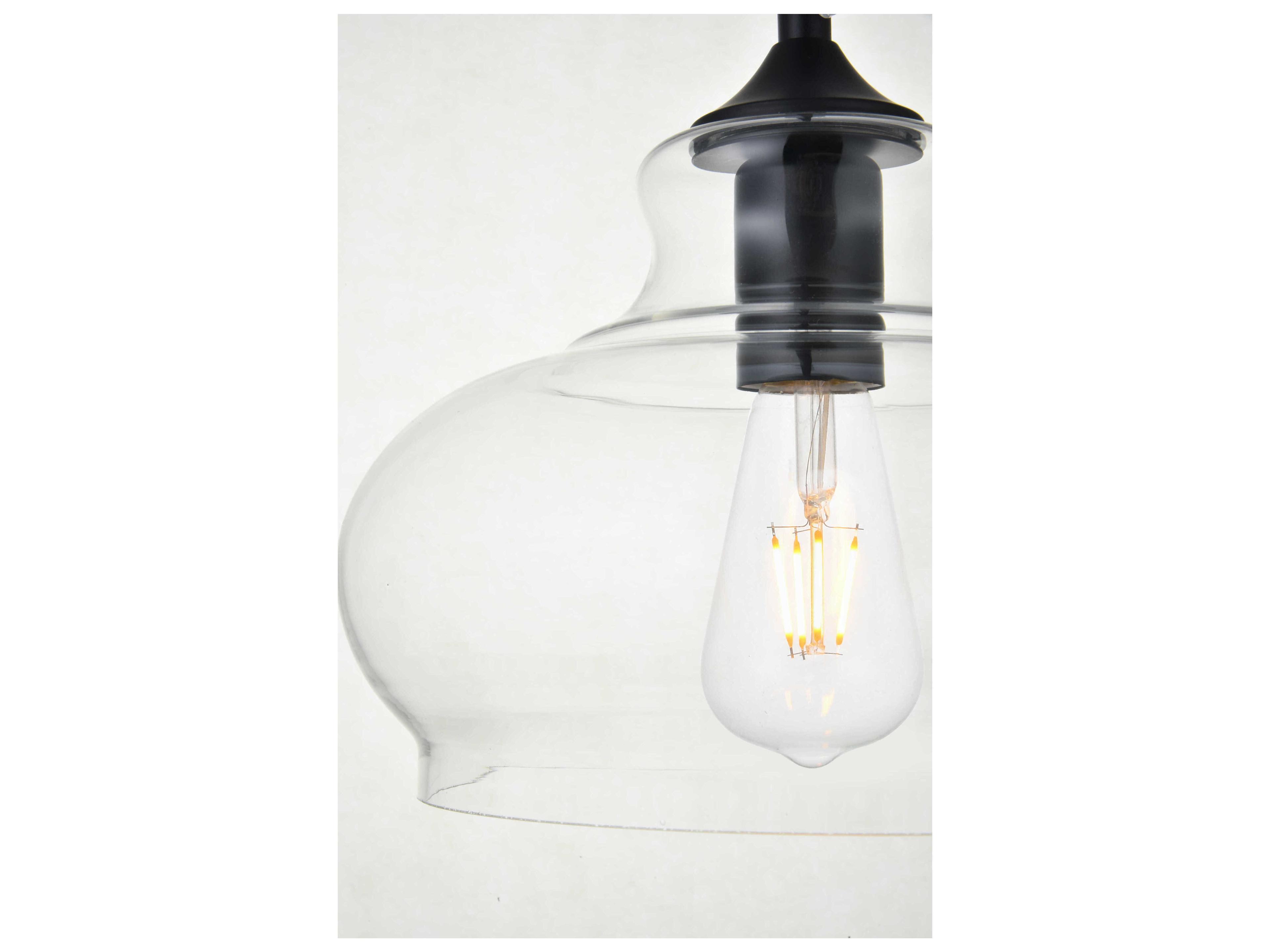 Elegant Lighting Destry 1-Light Black Glass Geometric Mini Pendant