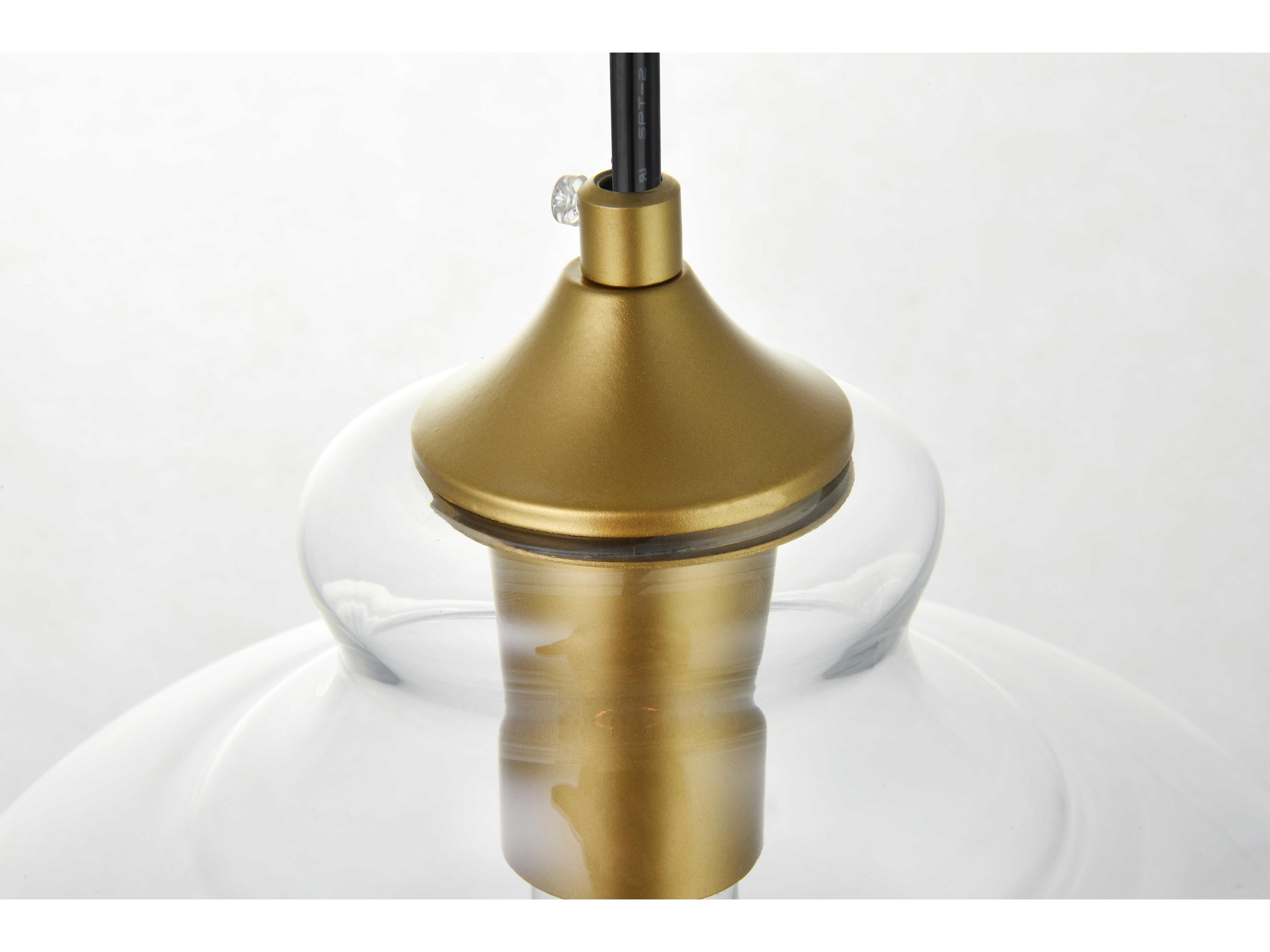 Elegant Lighting Destry 1-Light Brass Glass Geometric Mini Pendant