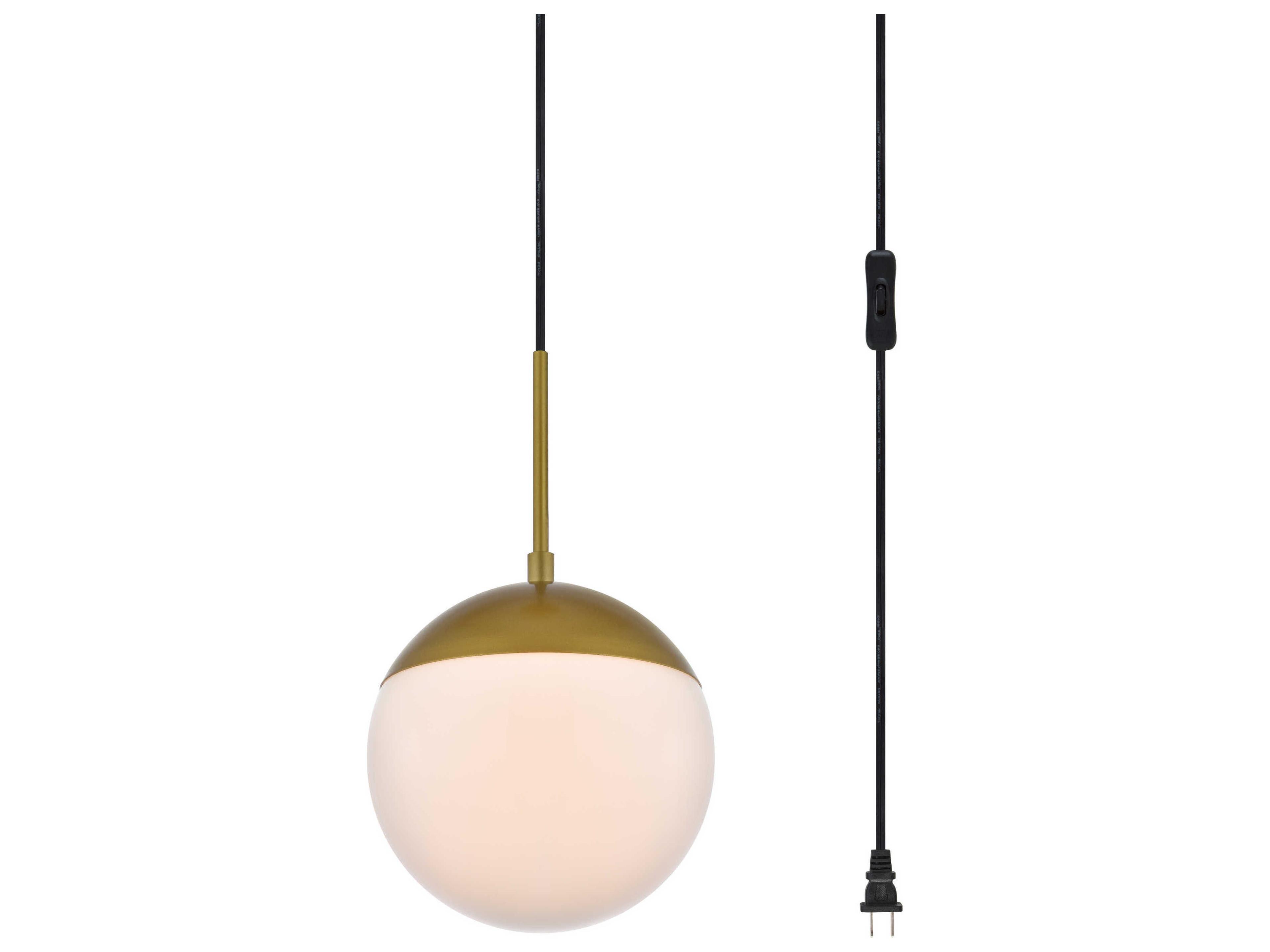 Elegant Lighting Eclipse 1-Light Brass And Frosted White Glass Globe Mini Pendant