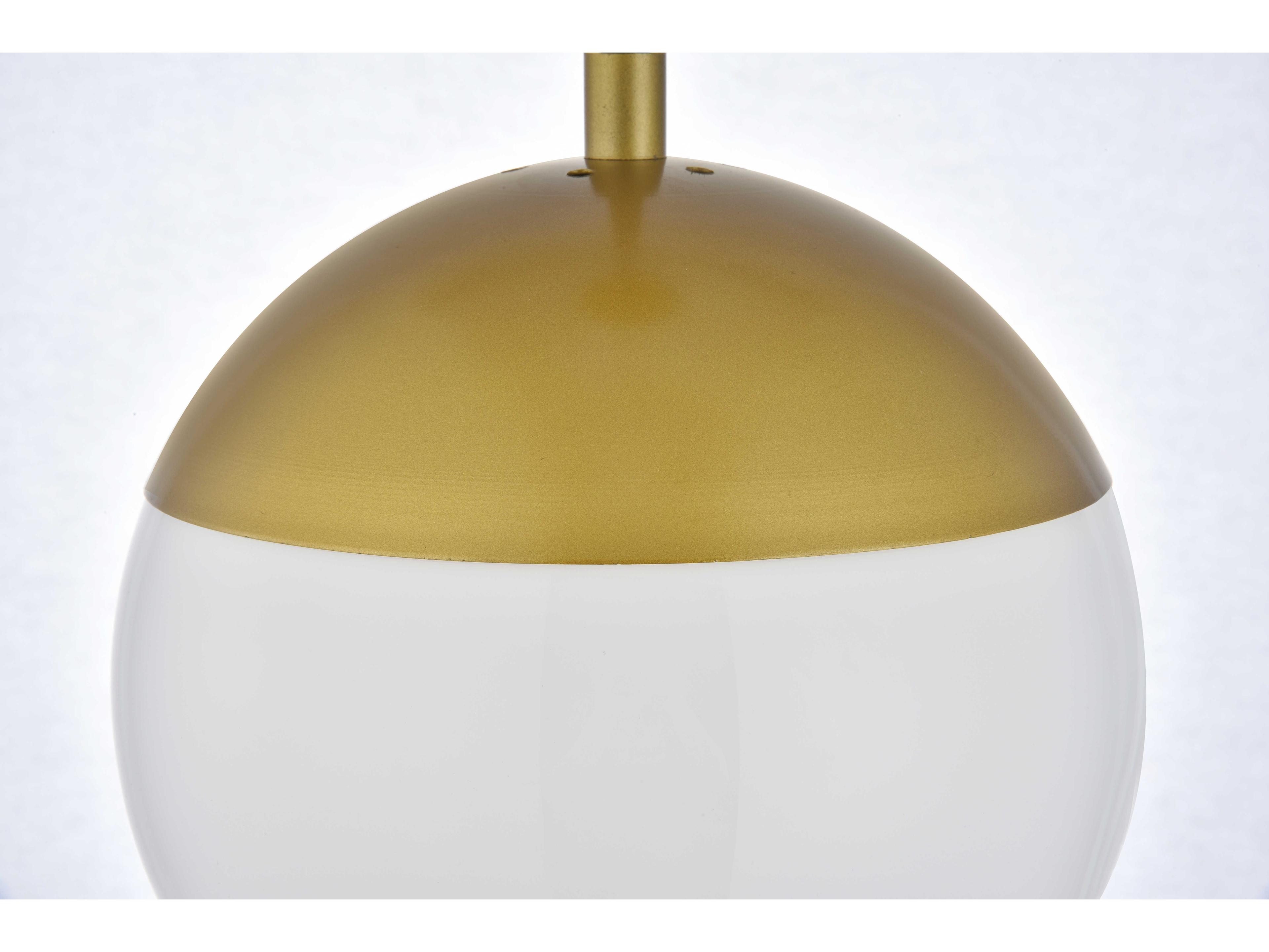 Elegant Lighting Eclipse 1-Light Brass And Frosted White Glass Globe Mini Pendant