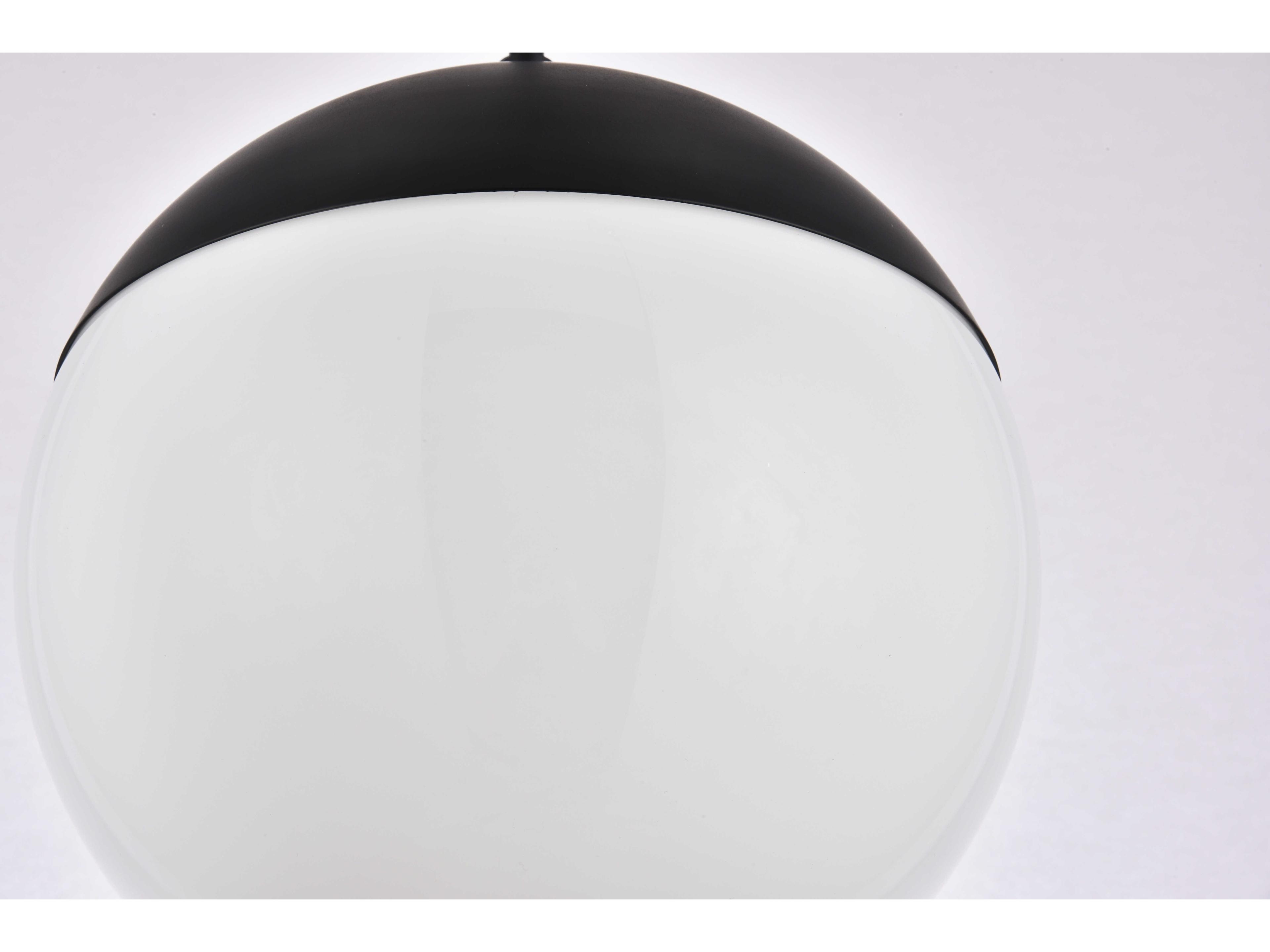 Elegant Lighting Eclipse 1-Light Black And Frosted White Glass Globe Mini Pendant