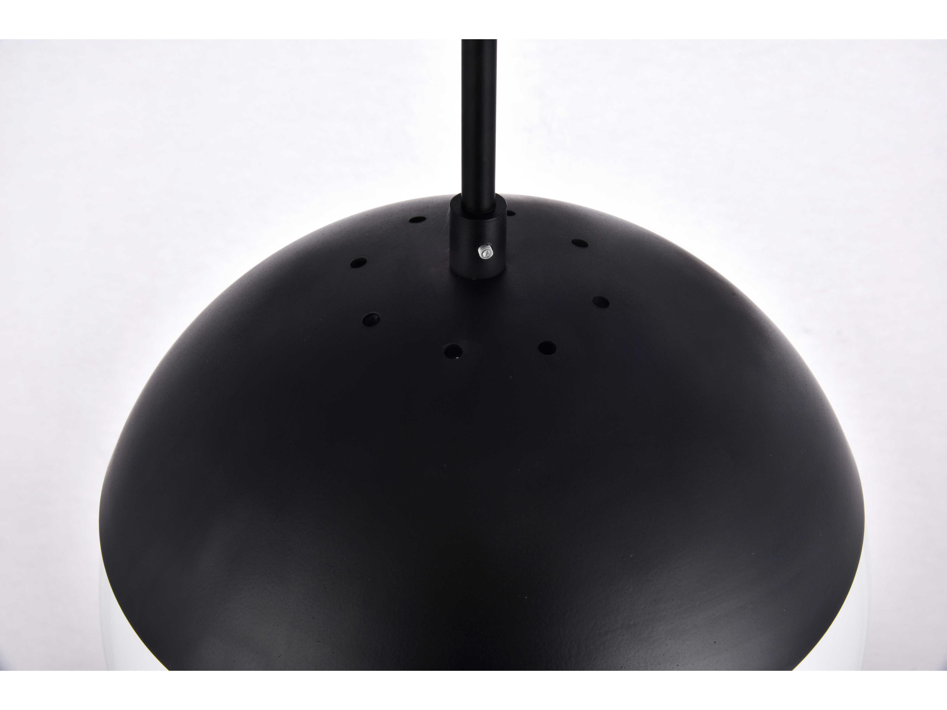 Elegant Lighting Eclipse 1-Light Black And Frosted White Glass Globe Mini Pendant