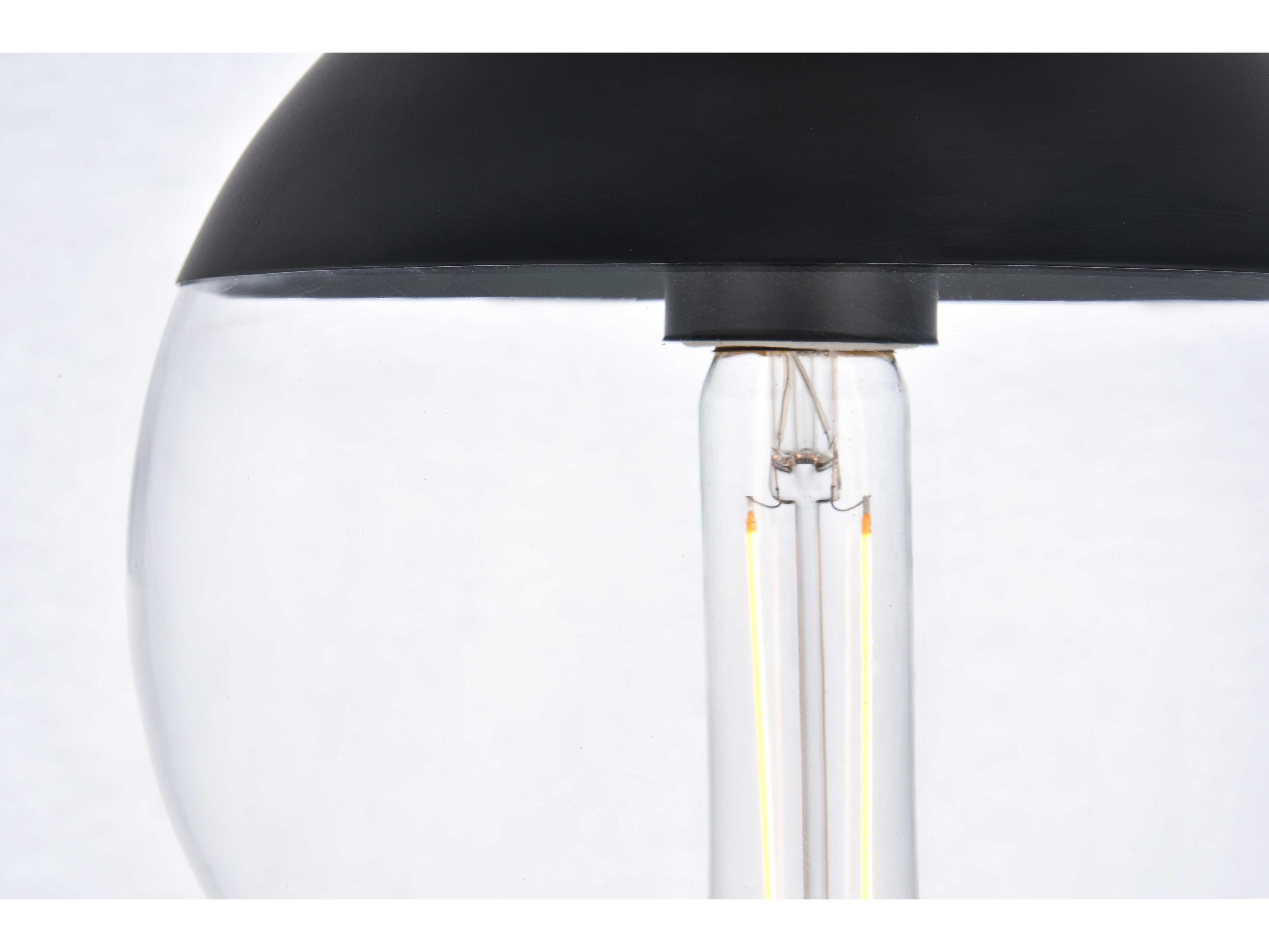 Elegant Lighting Eclipse 1-Light Black And Clear Glass Globe Mini Pendant