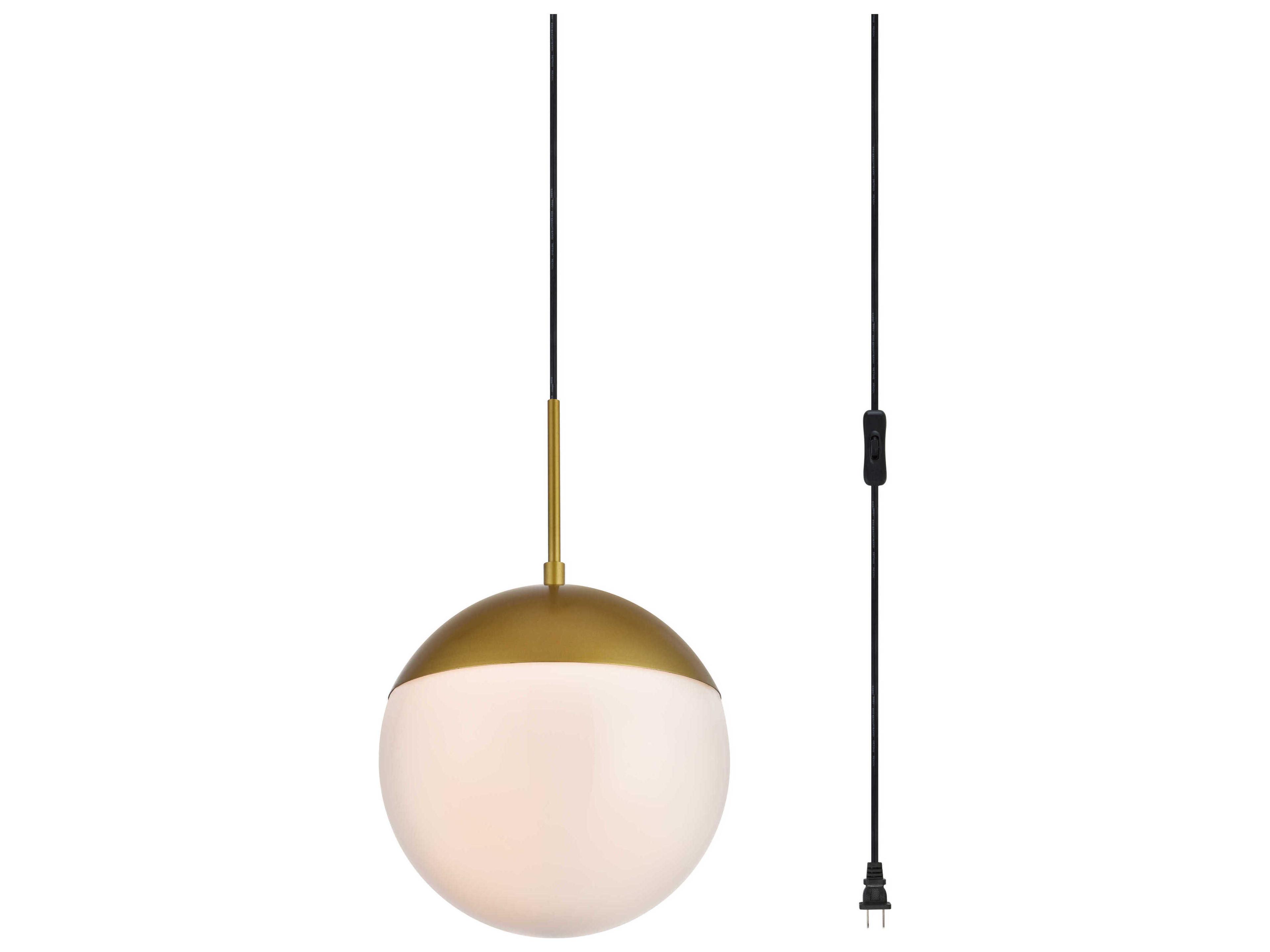 Elegant Lighting Eclipse 1-Light Brass And Frosted White Glass Globe Mini Pendant