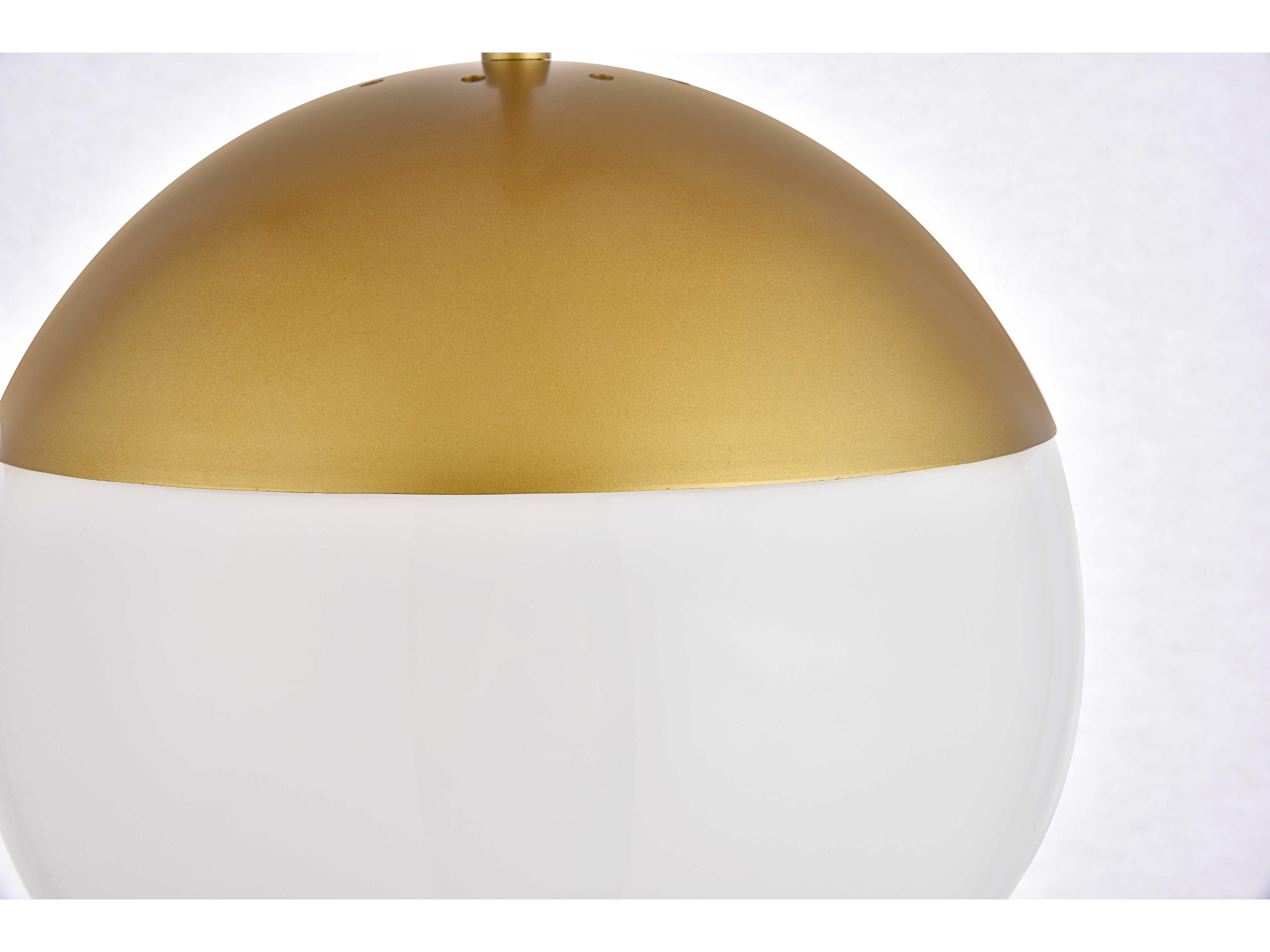 Elegant Lighting Eclipse 1-Light Brass And Frosted White Glass Globe Mini Pendant