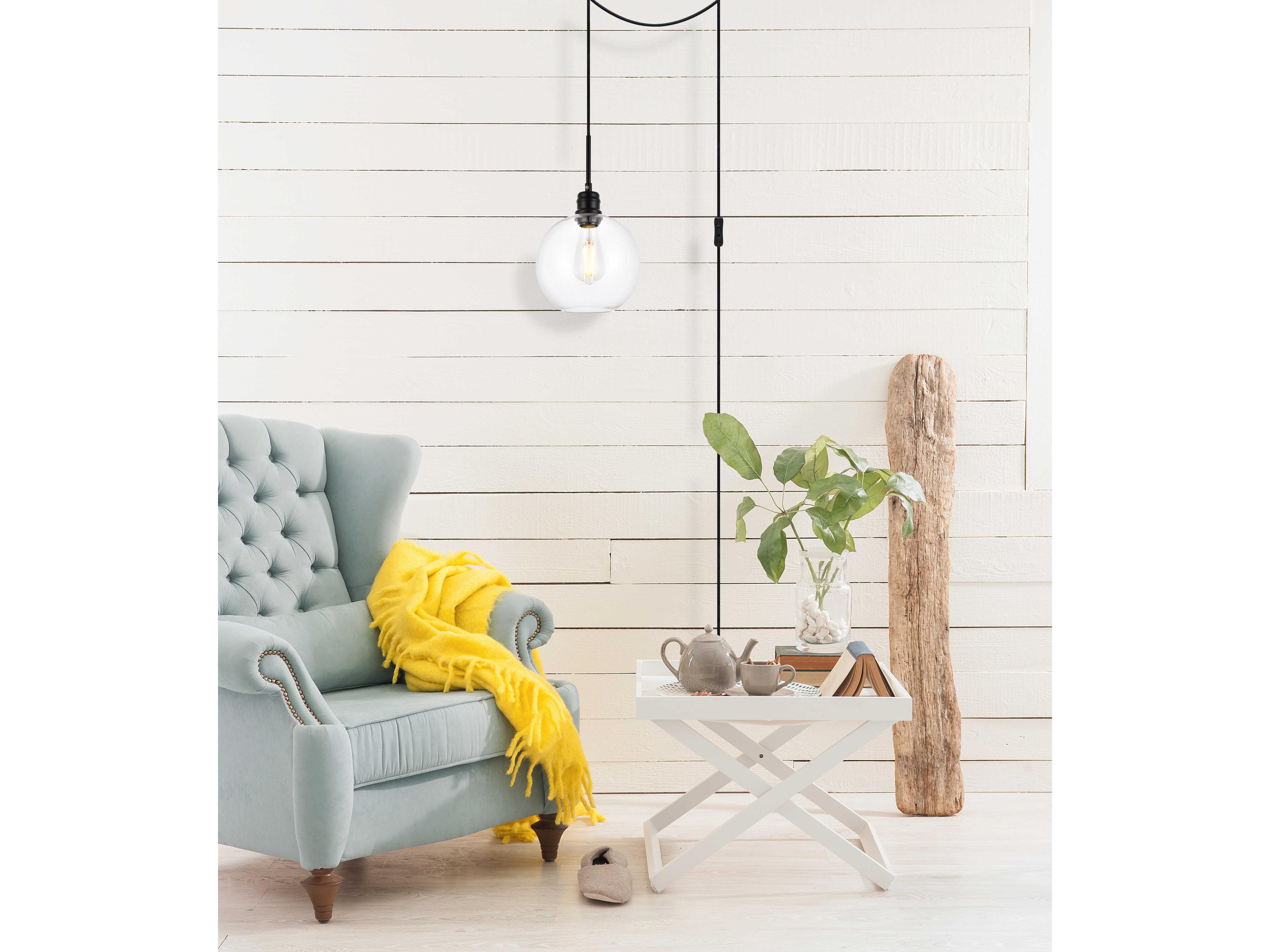 Elegant Lighting Emett 1-Light Black Glass Globe Mini Pendant