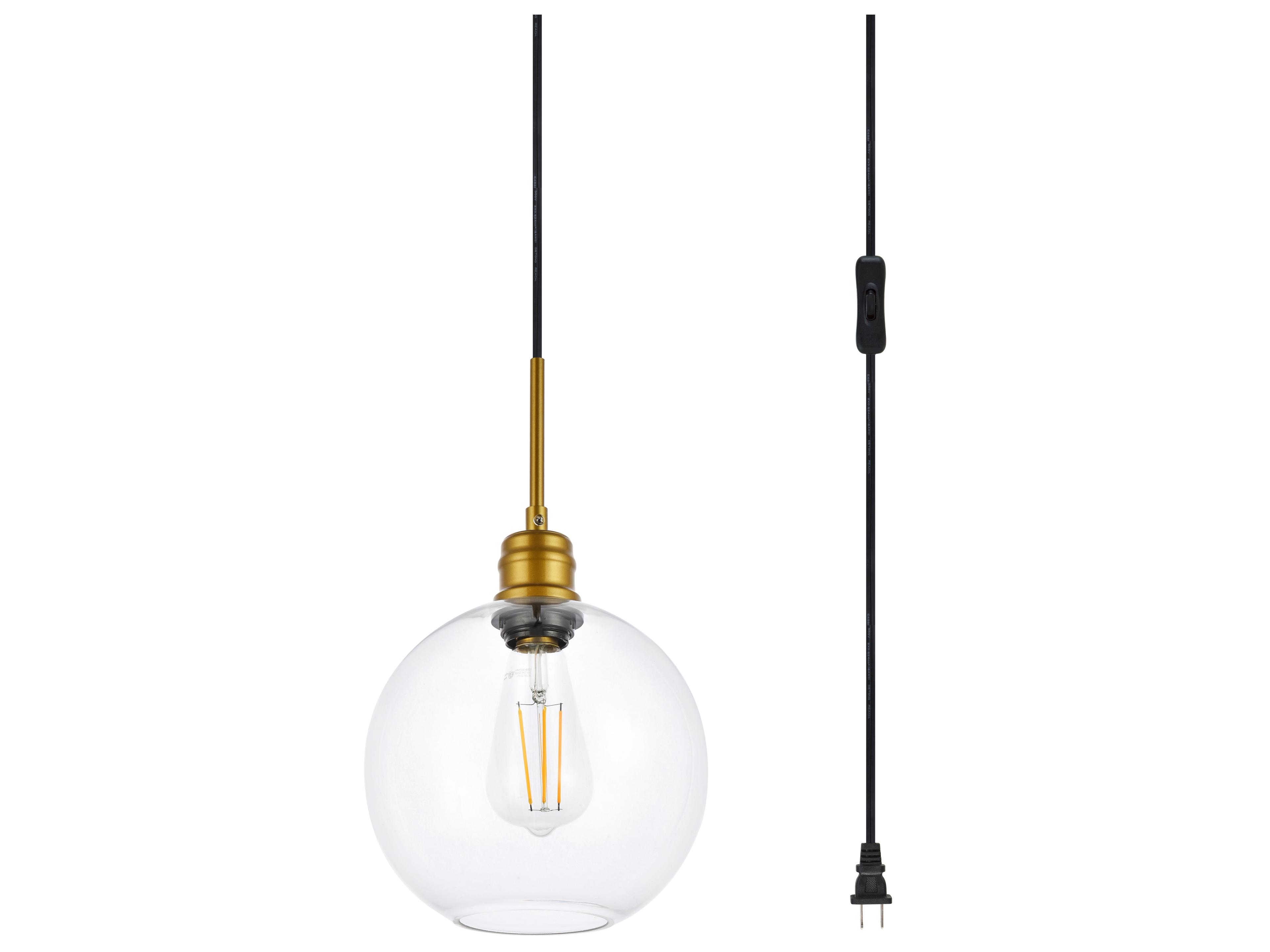 Elegant Lighting Emett 1-Light Brass Glass Globe Mini Pendant
