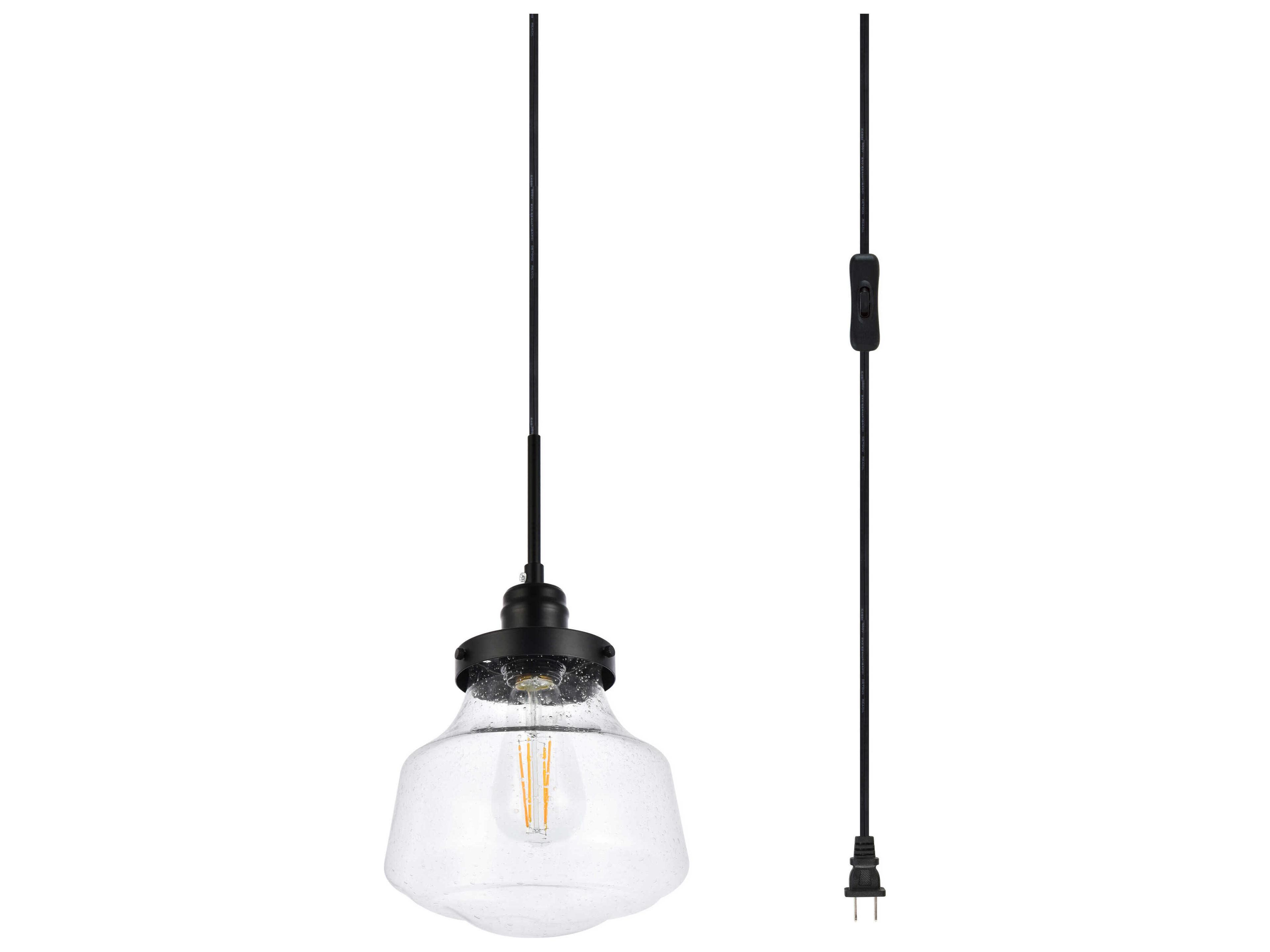 Elegant Lighting Lyle 1-Light Black Glass LED Mini Pendant