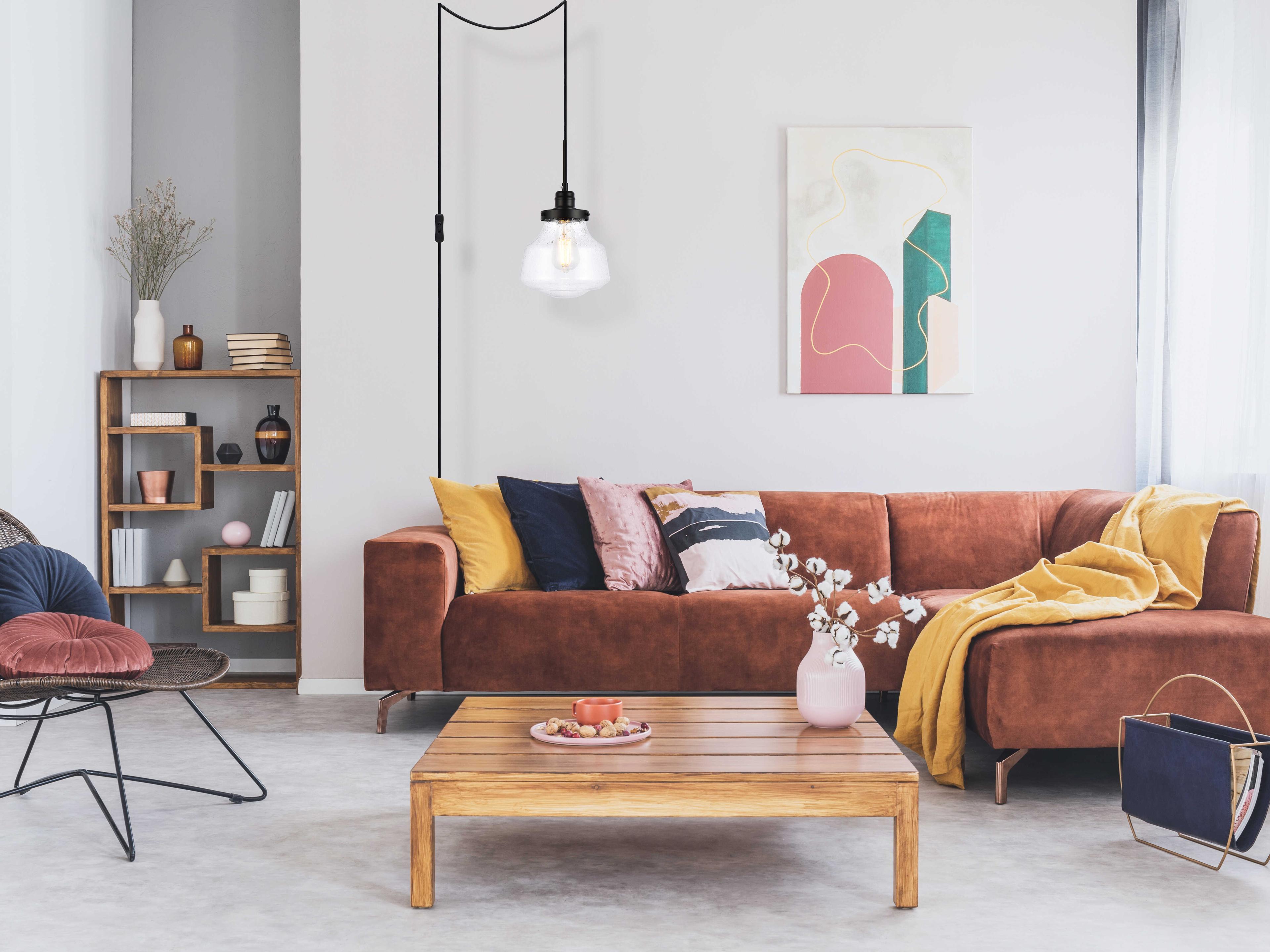 Elegant Lighting Lyle 1-Light Black Glass LED Mini Pendant