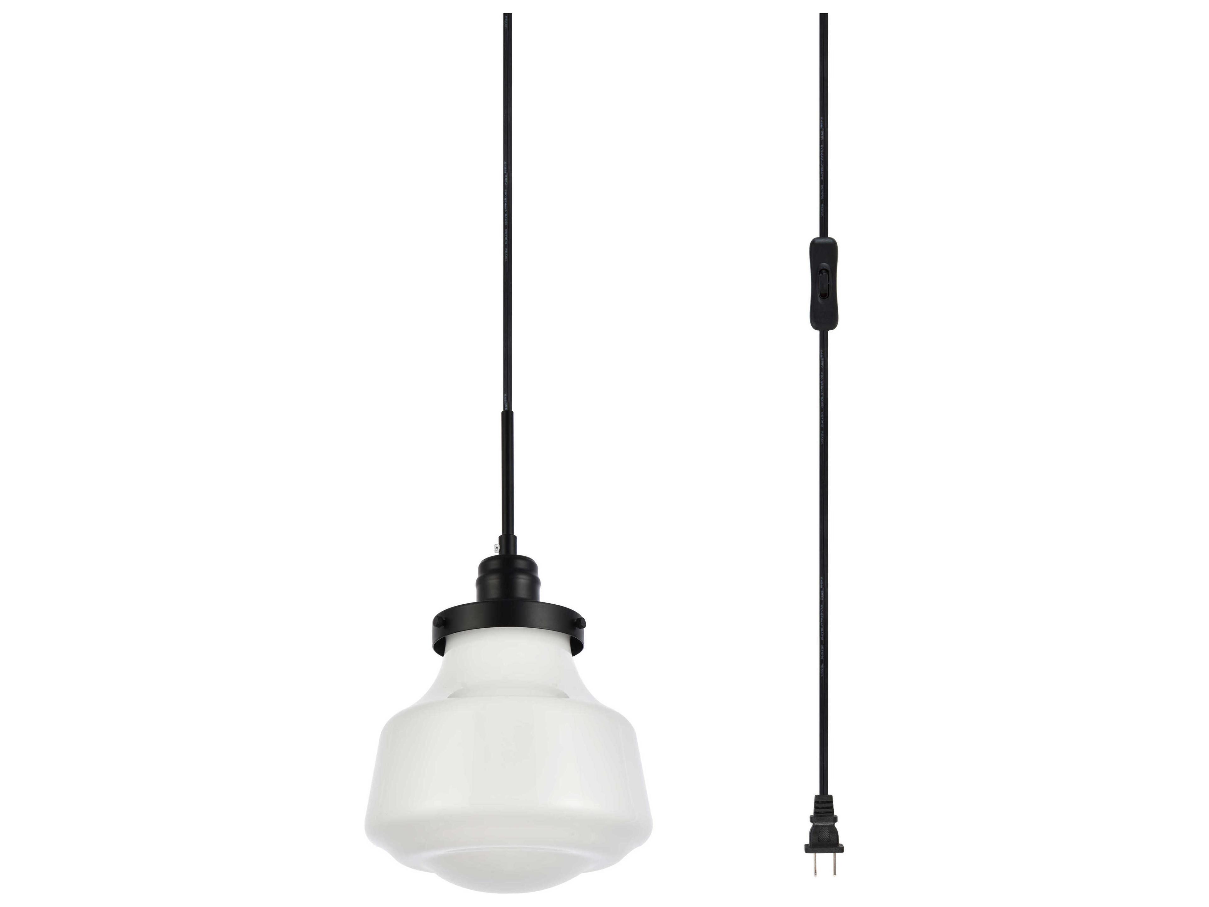 Elegant Lighting Lyle 1-Light Black And Frosted White Glass LED Mini Pendant