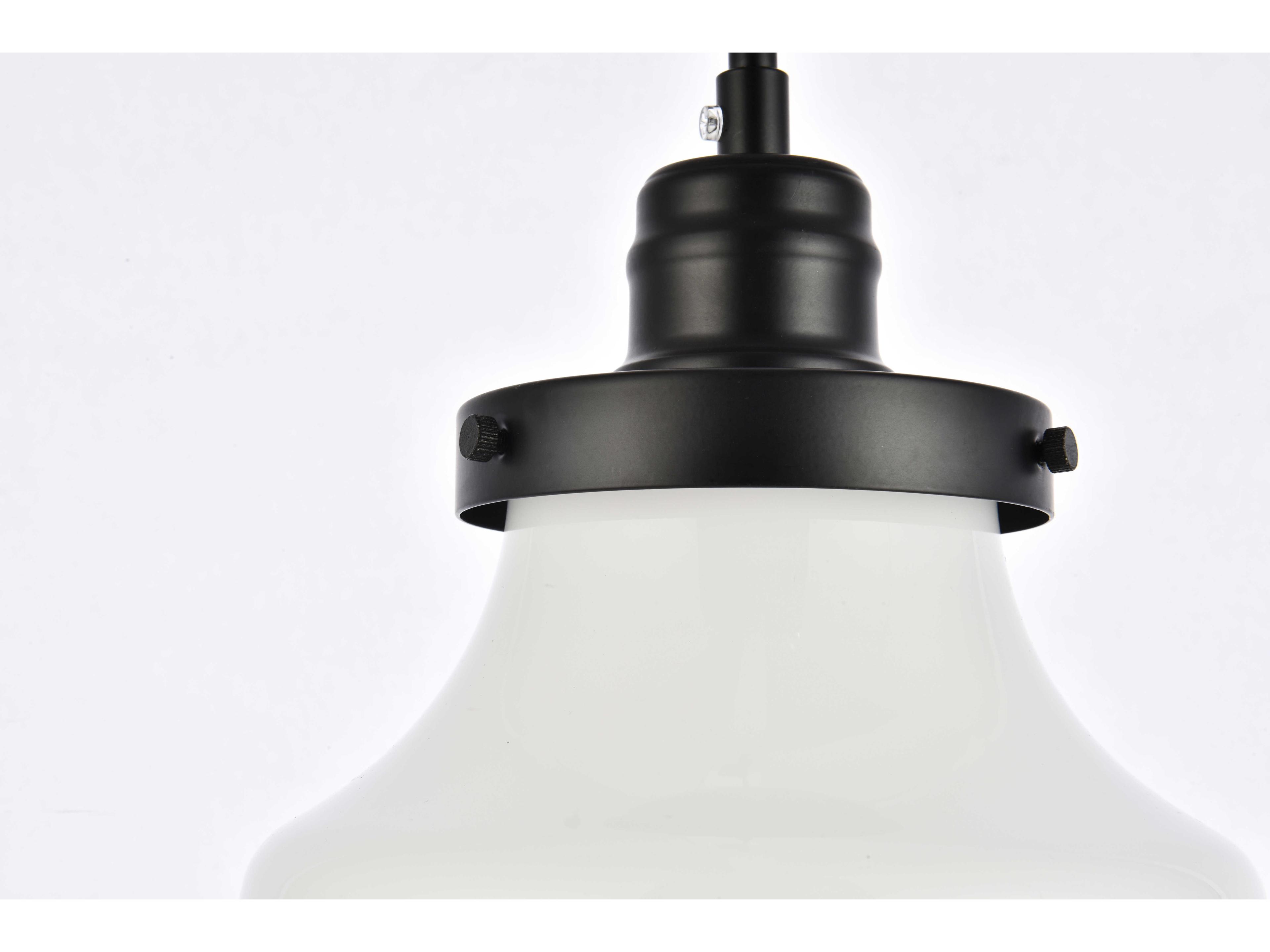 Elegant Lighting Lyle 1-Light Black And Frosted White Glass LED Mini Pendant