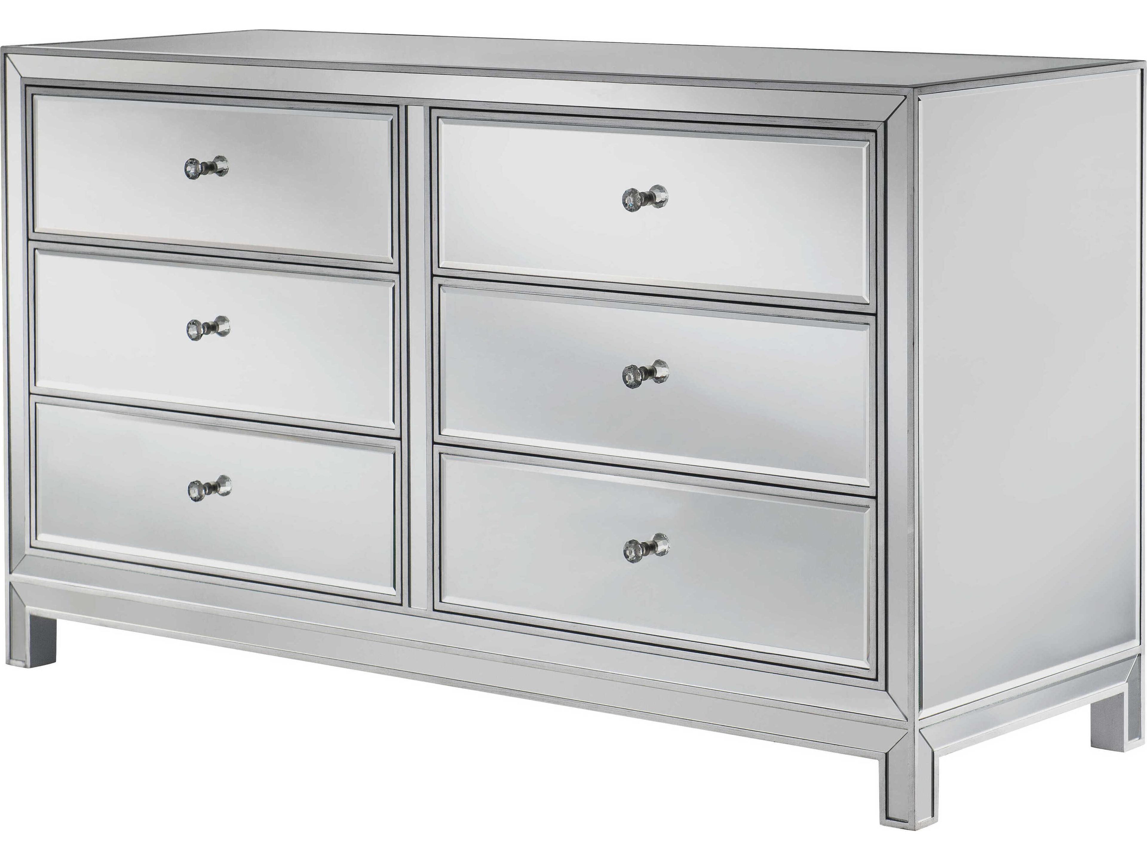 Elegant Lighting Reflexion 6-Drawers Rubberwood Double Dresser