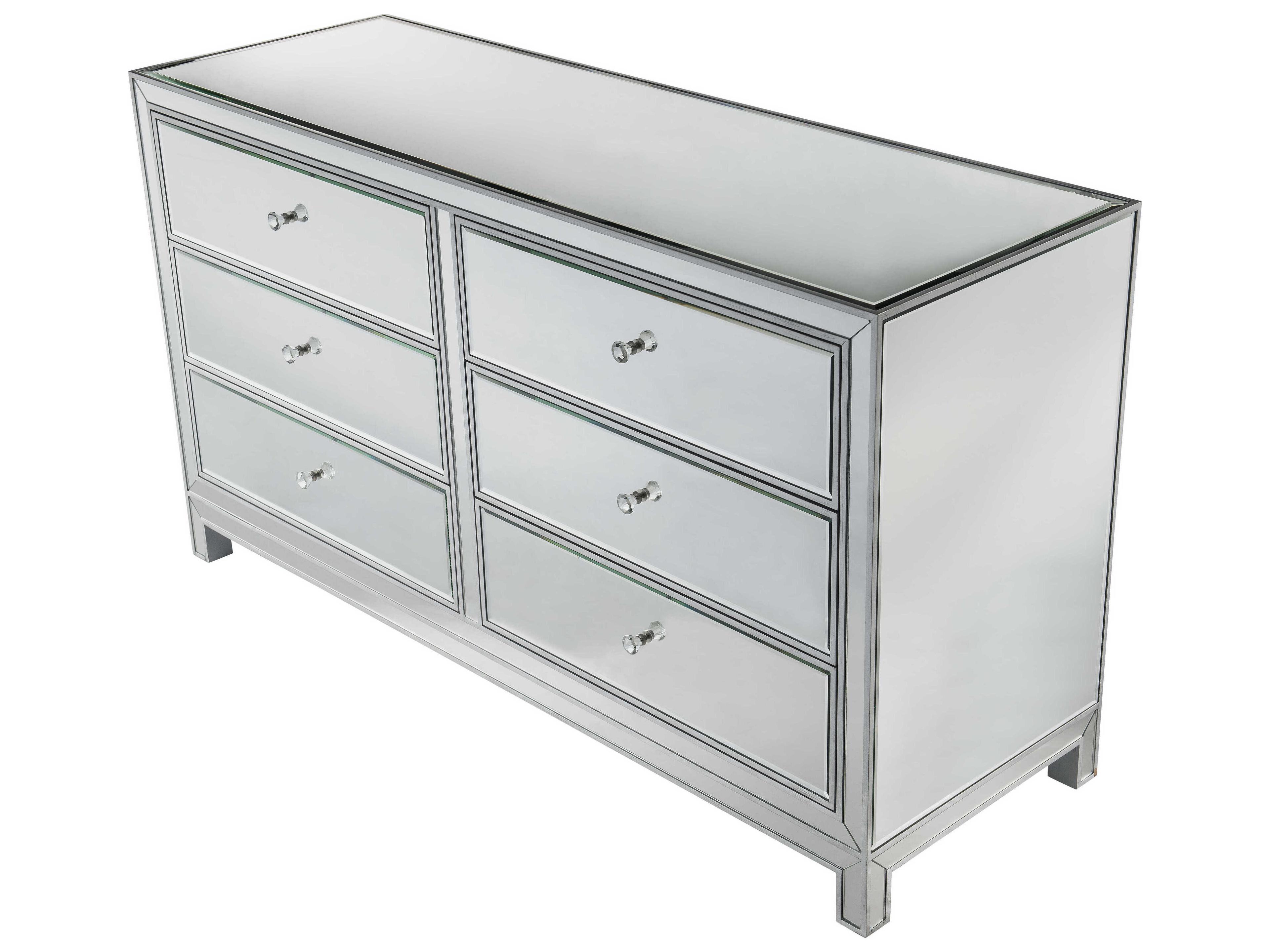 Elegant Lighting Reflexion 6-Drawers Rubberwood Double Dresser