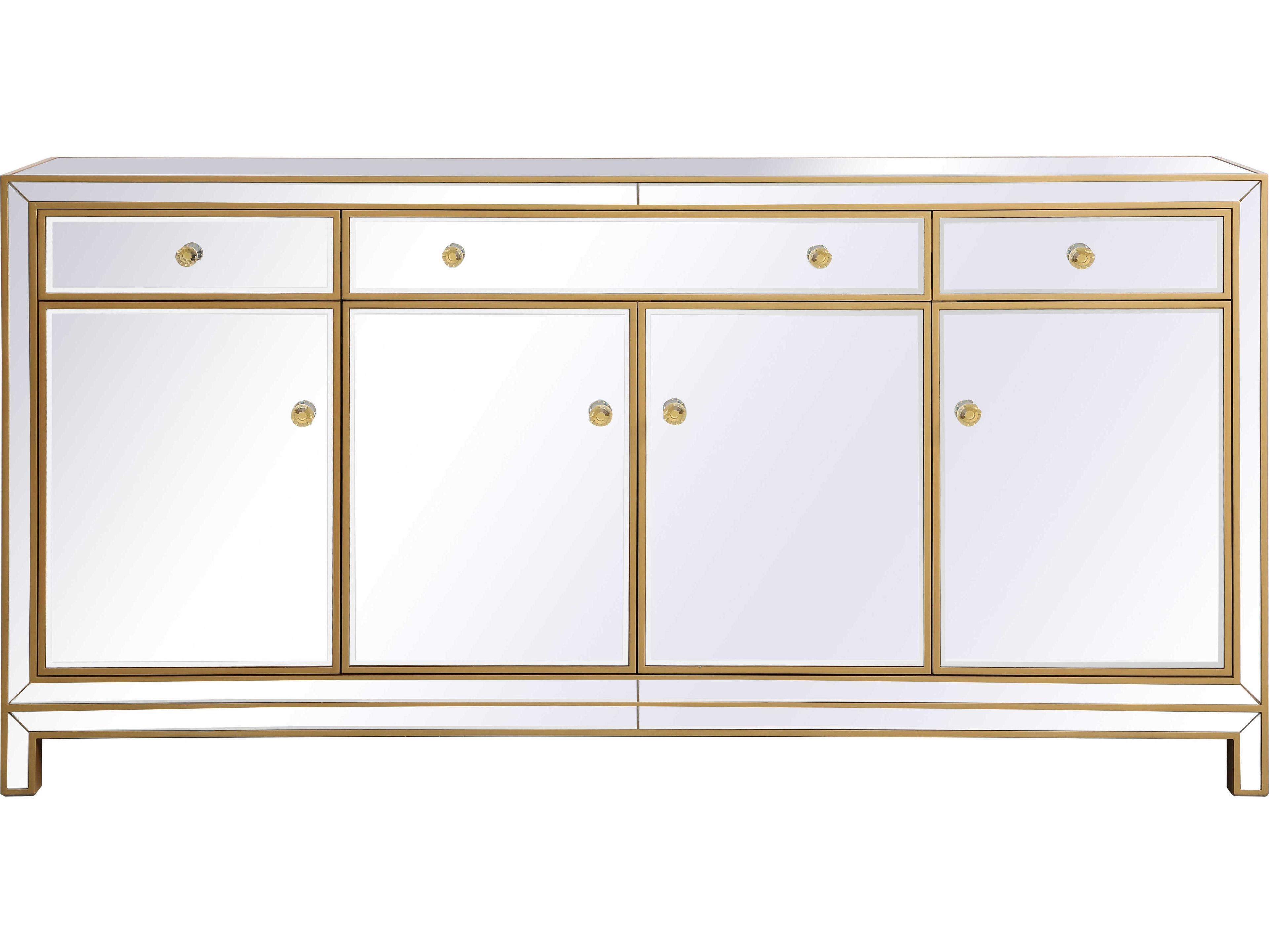 Reflexion Mirrored Credenza in Gold