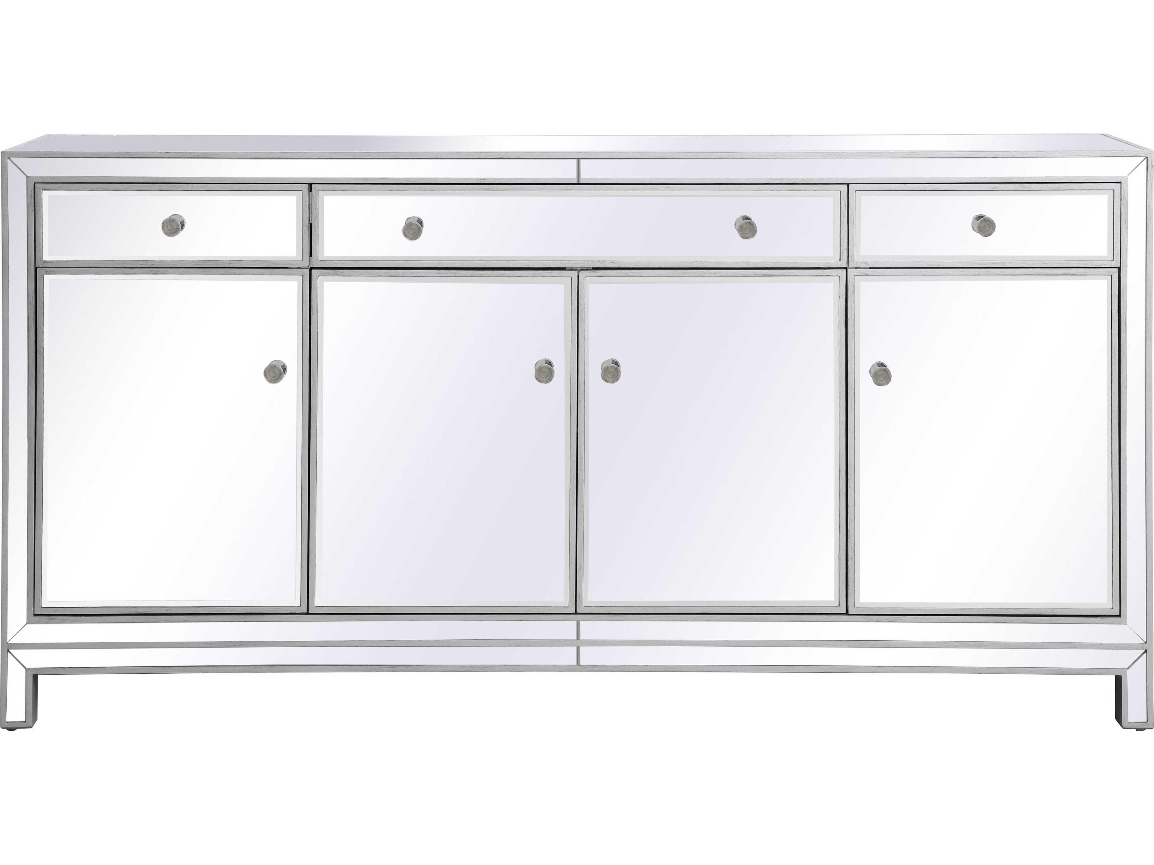 Reflexion 72" Antique Silver Credenza Sideboard