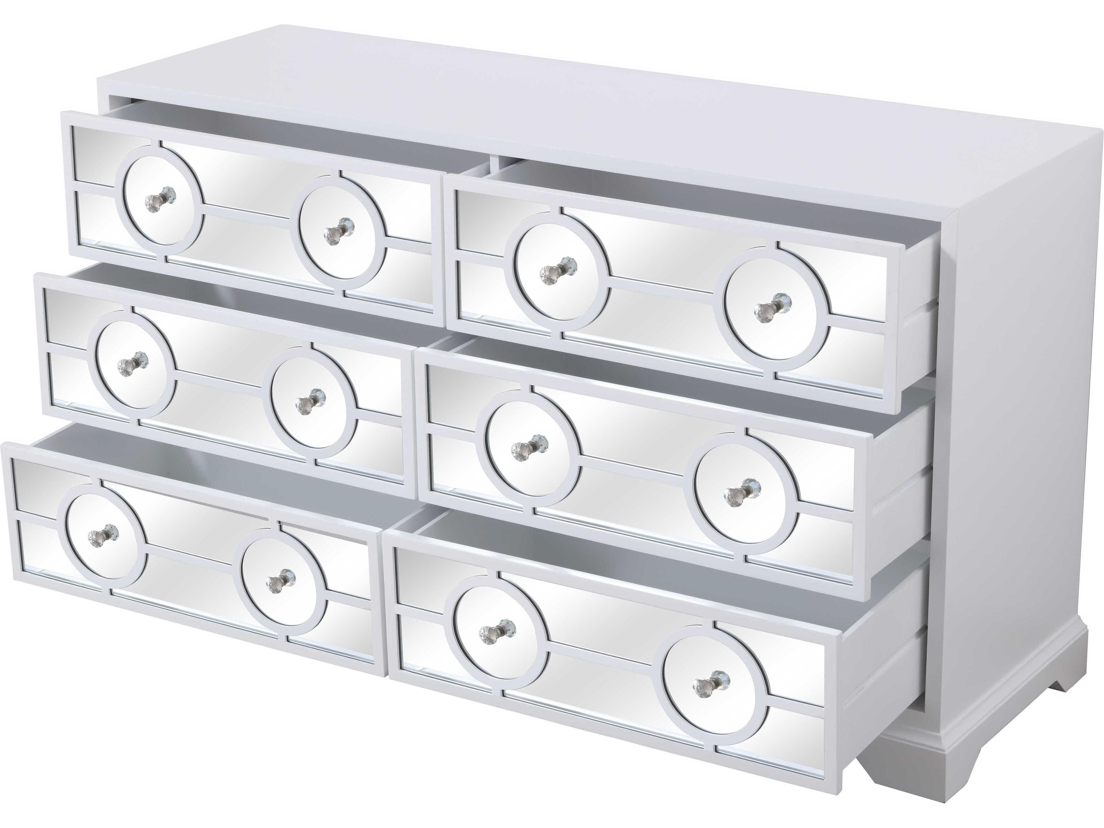 Elegant Lighting Modern 6-Drawers Rubberwood Double Dresser