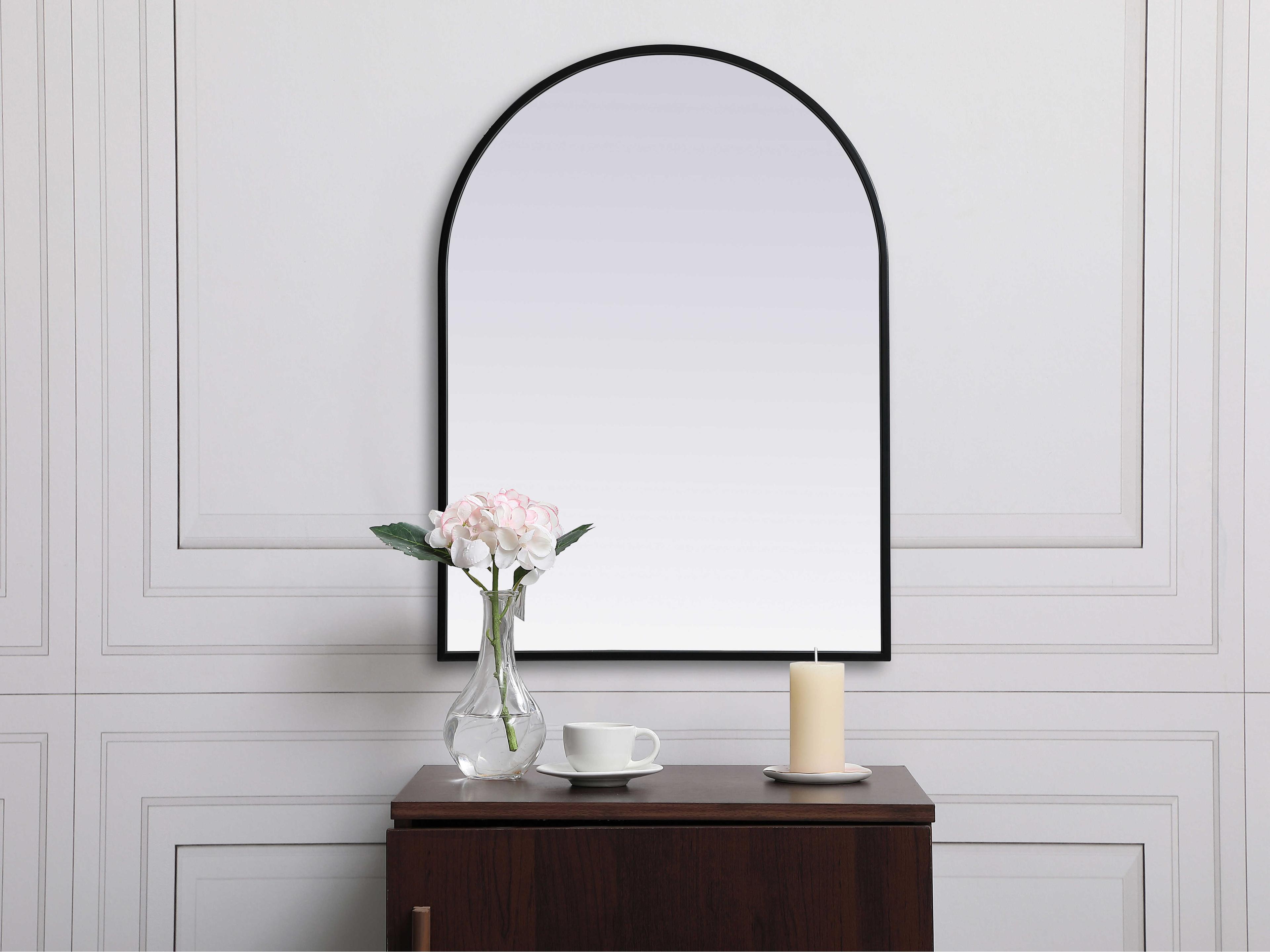 Elegant Lighting Ayra Black Arch Wall Mirror
