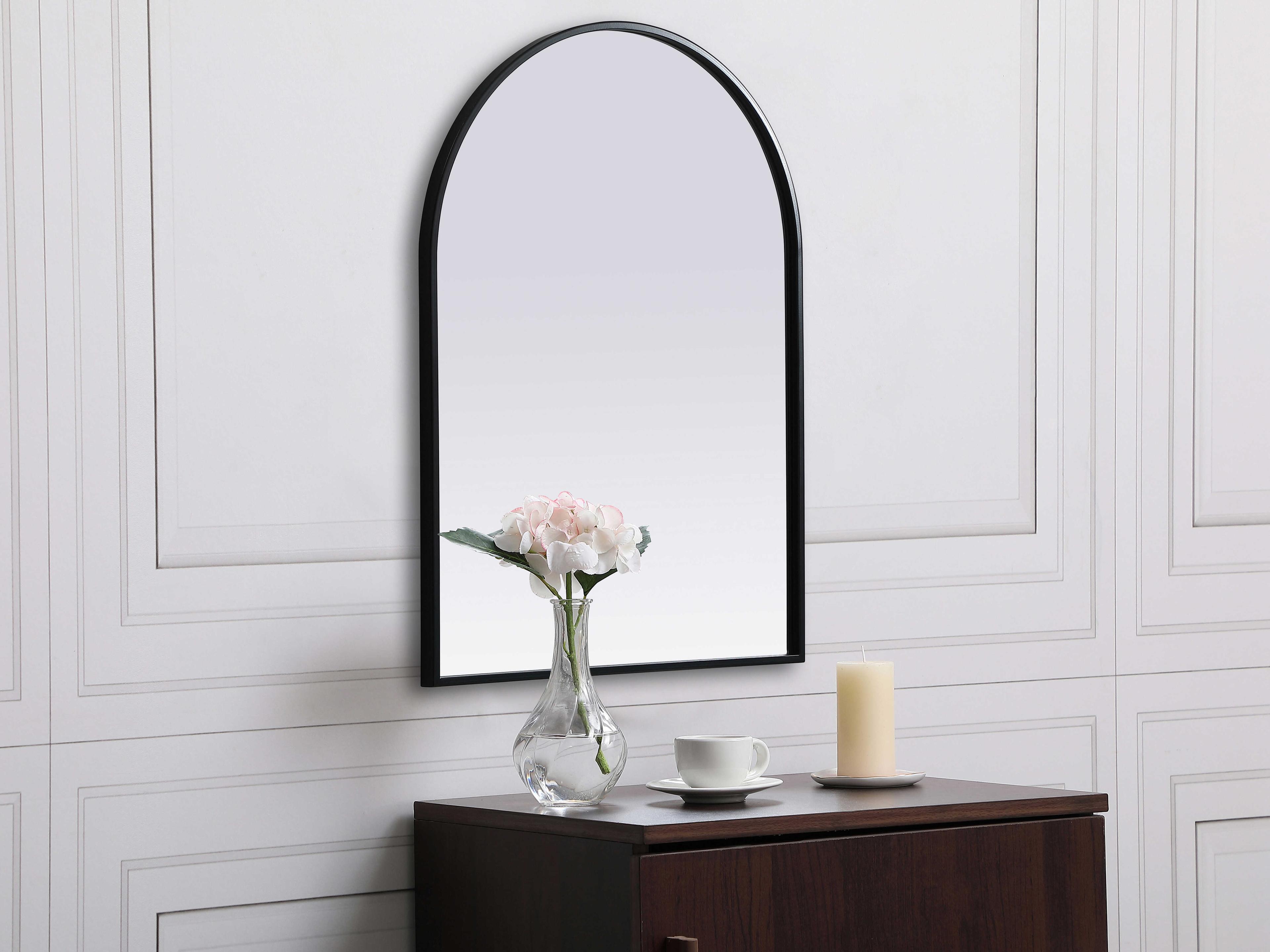 Elegant Lighting Ayra Black Arch Wall Mirror