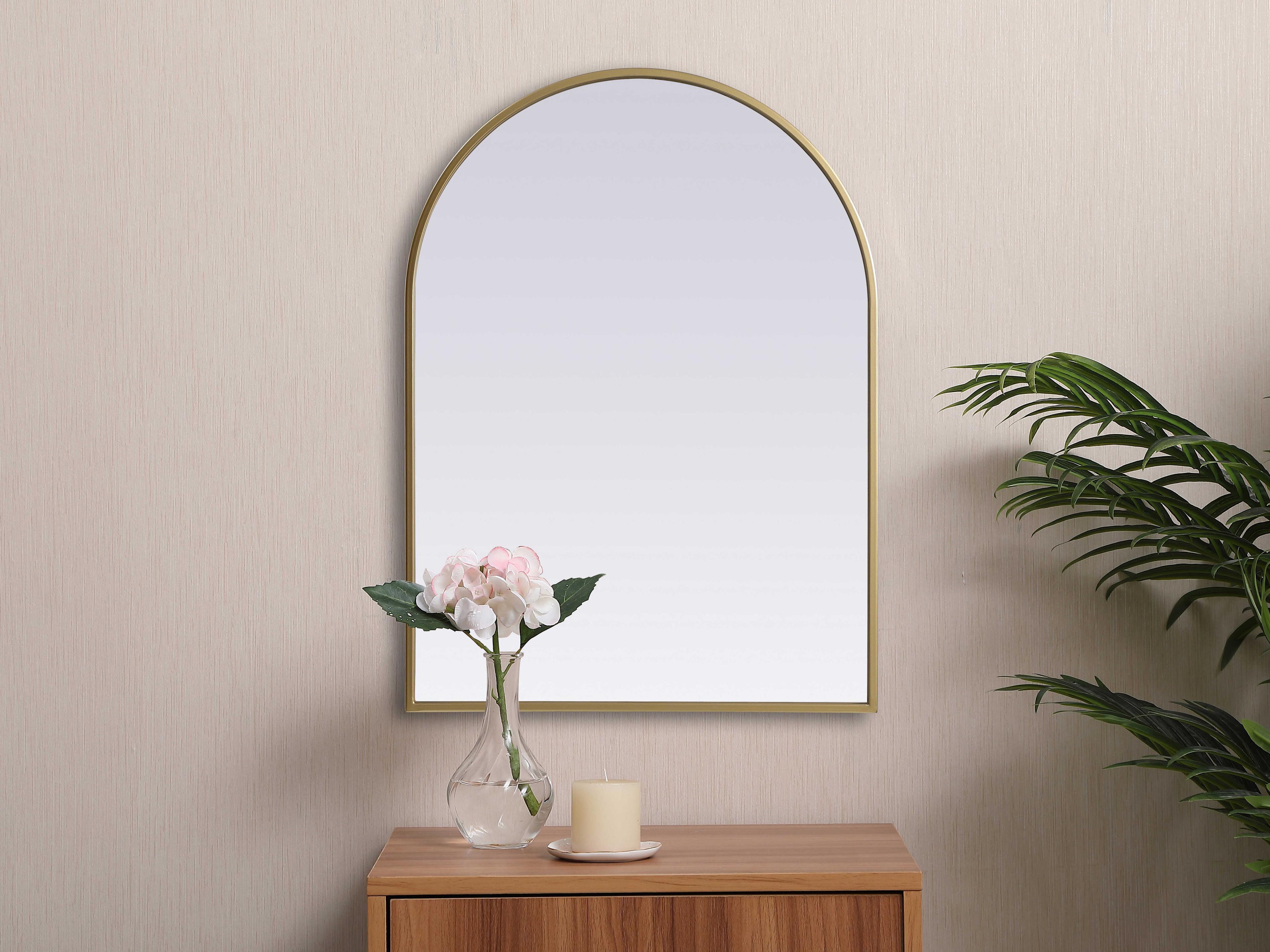 Elegant Lighting Ayra Brass Arch Wall Mirror