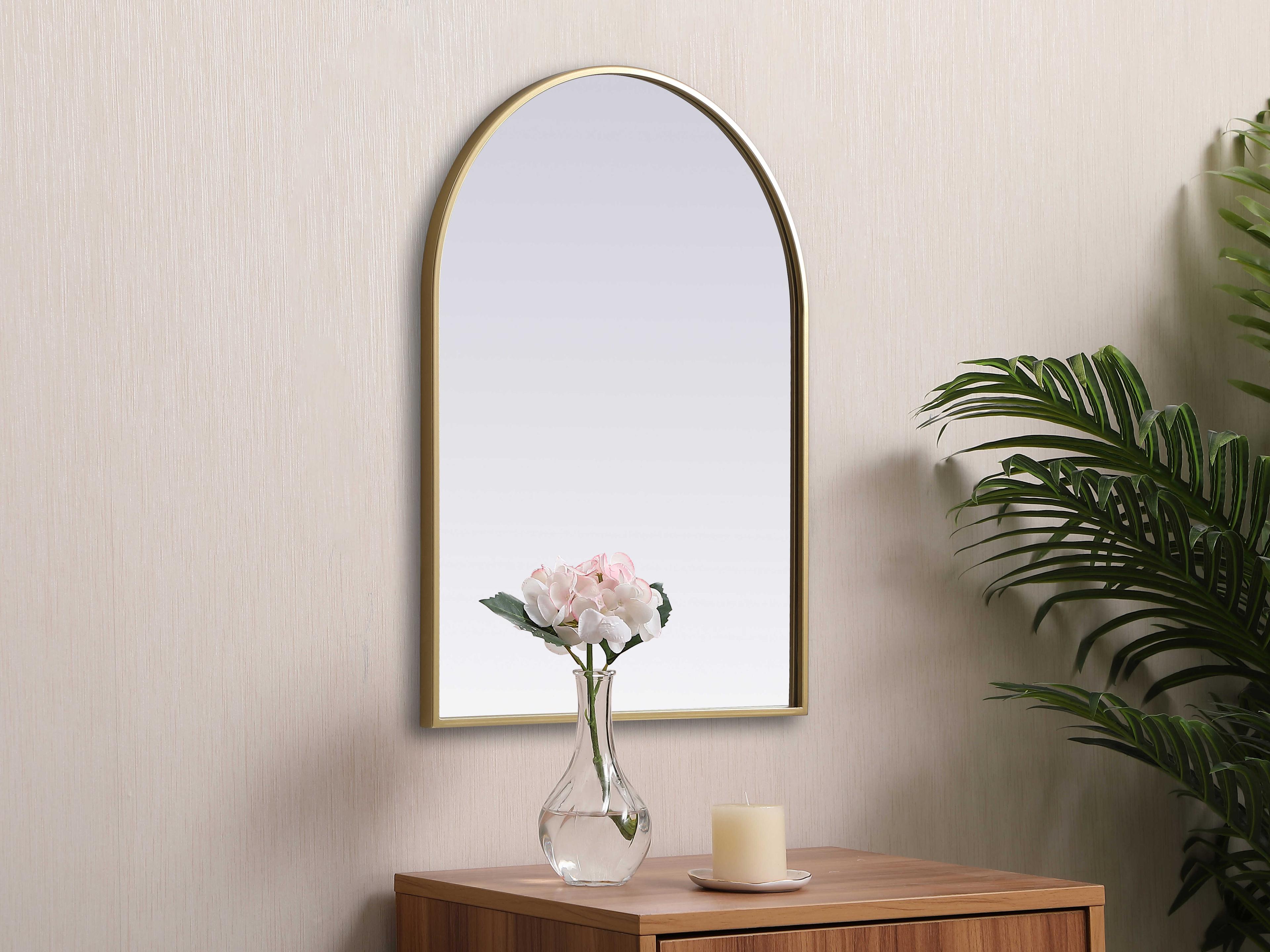 Elegant Lighting Ayra Brass Arch Wall Mirror