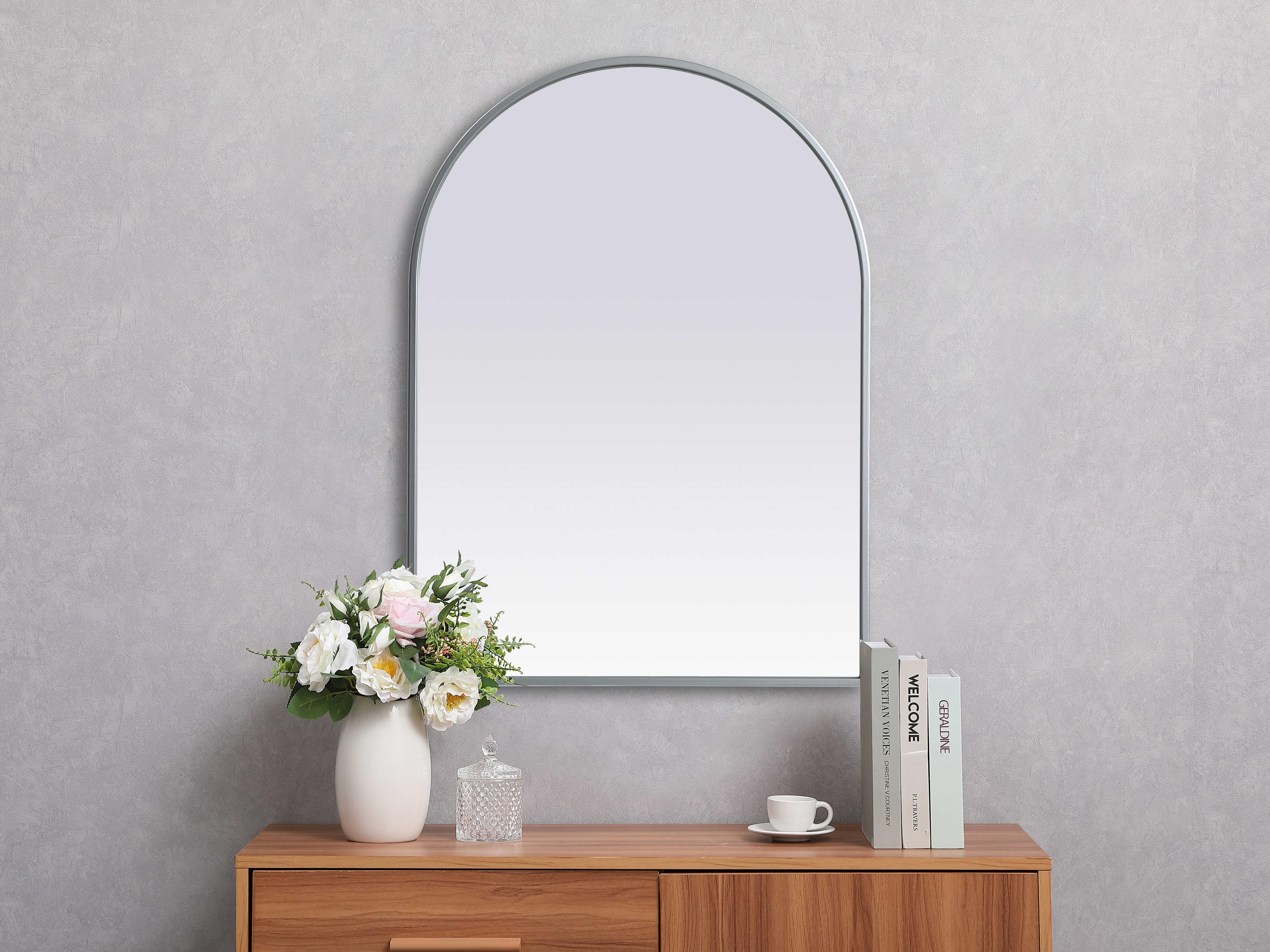 Elegant Lighting Ayra Silver Arch Wall Mirror