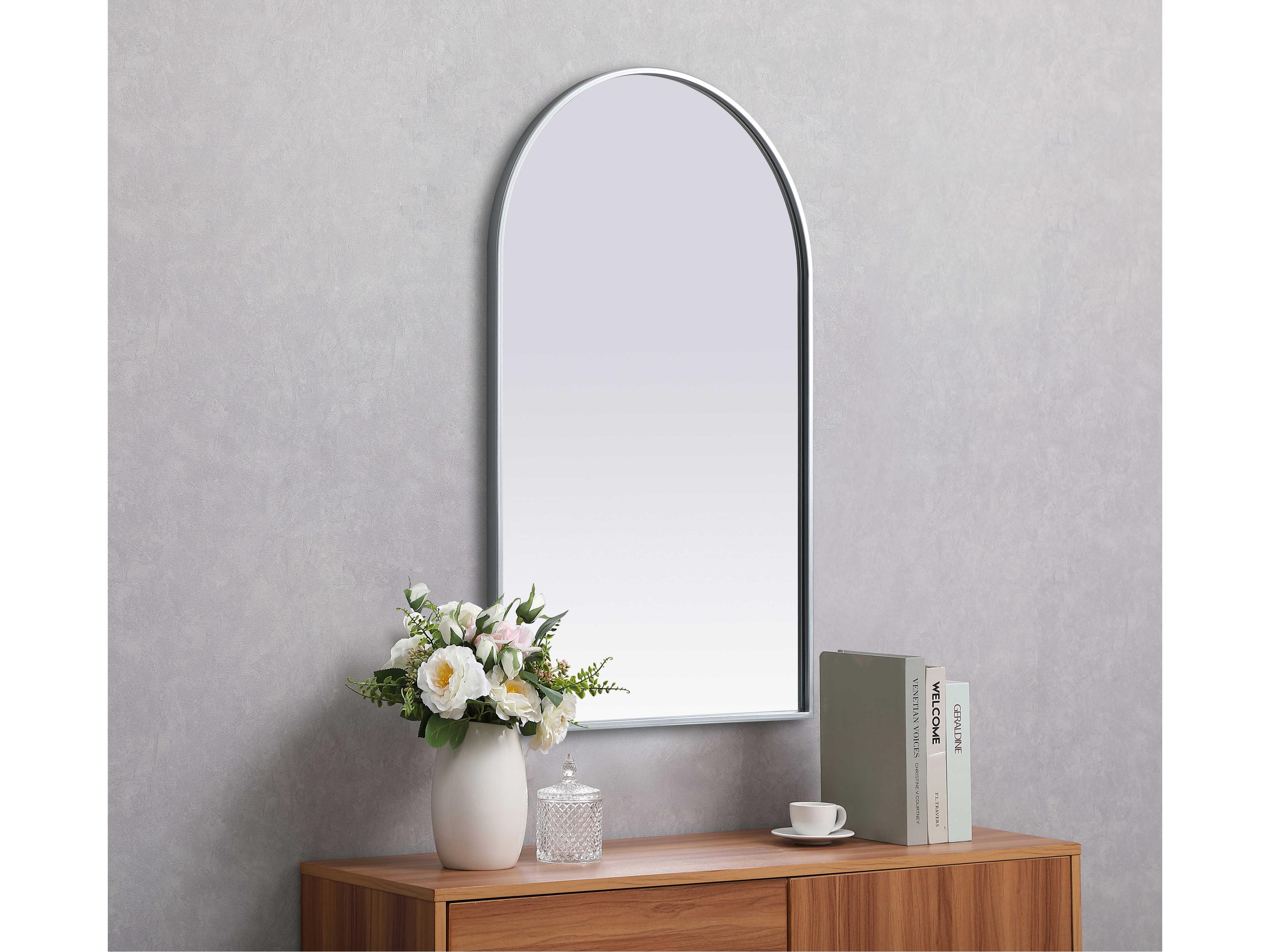 Elegant Lighting Ayra Silver Arch Wall Mirror