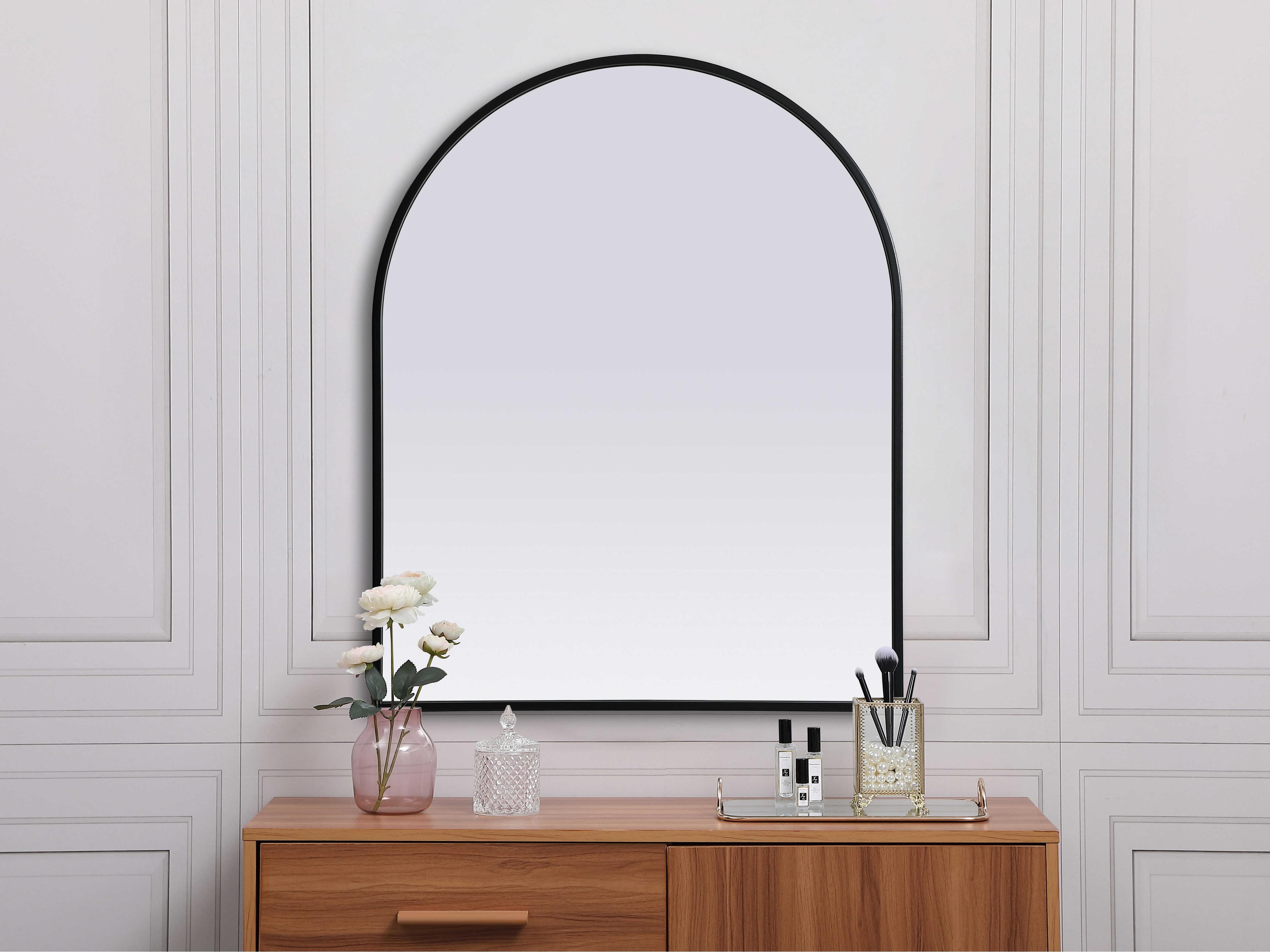Elegant Lighting Ayra Black Arch Wall Mirror