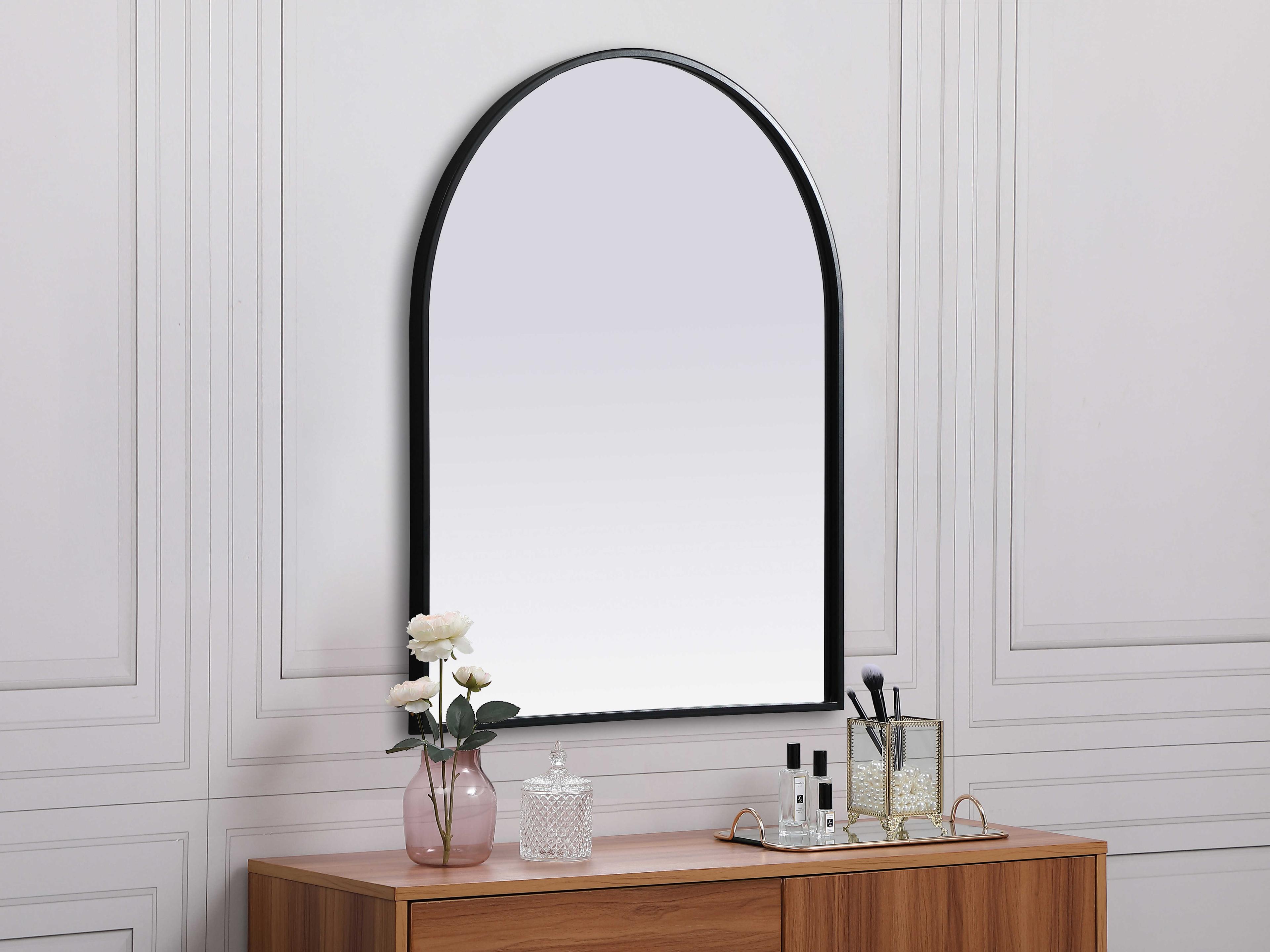 Elegant Lighting Ayra Black Arch Wall Mirror